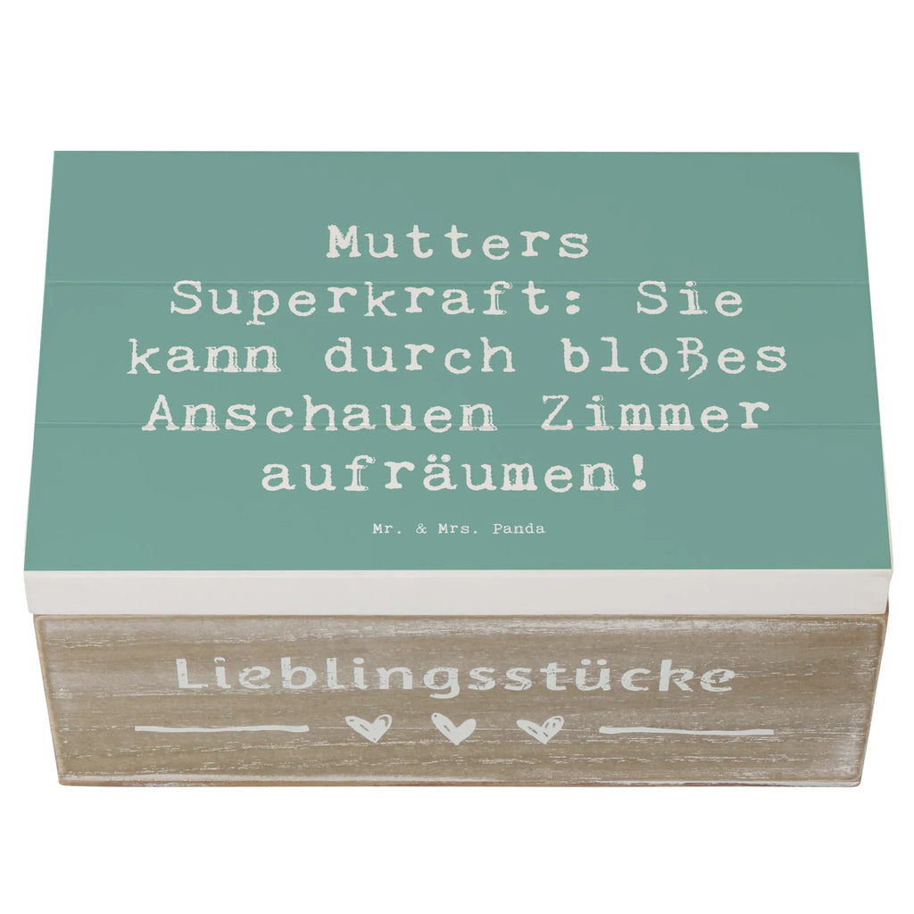 Wooden chest Saying Mutters Superkraft: Sie kann durch bloßes Anschauen Zimmer aufräumen! Schatulle, Schatzkiste, Holzkiste, Dekokiste, Aufbewahrungsbox, Kiste, Erinnerungsbox, Truhe, Geschenkdose, XXL, Erinnerungskiste, Geschenkbox, Familie, Vatertag, Muttertag, Bruder, Schwester, Mama, Papa, Oma, Opa