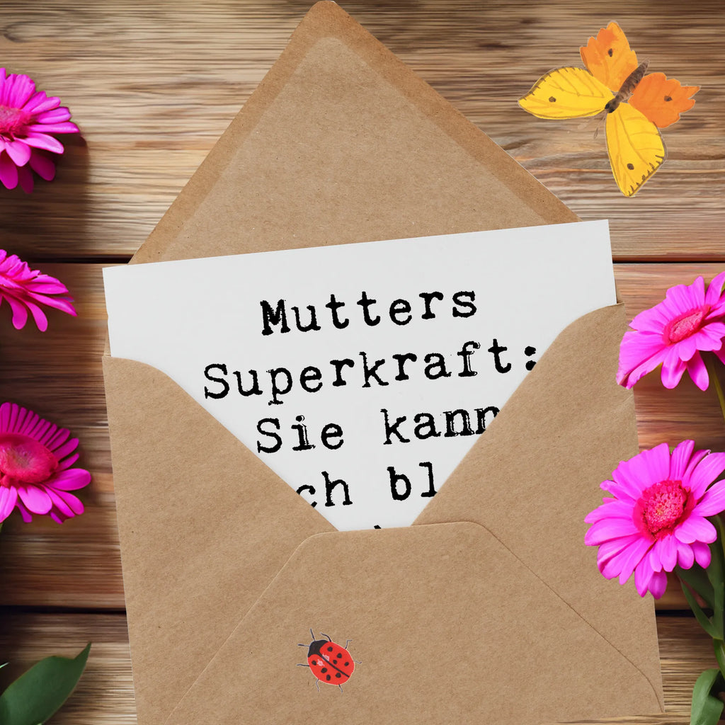 Deluxe Card Saying Mutters Superkraft: Sie kann durch bloßes Anschauen Zimmer aufräumen! Klappkarte, Geburtstagskarte, Einladungskarte, Karte, Grußkarte, Glückwunschkarte, Hochwertige Grußkarte, Hochwertige Klappkarte, Hochzeitskarte, Familie, Vatertag, Muttertag, Bruder, Schwester, Mama, Papa, Oma, Opa