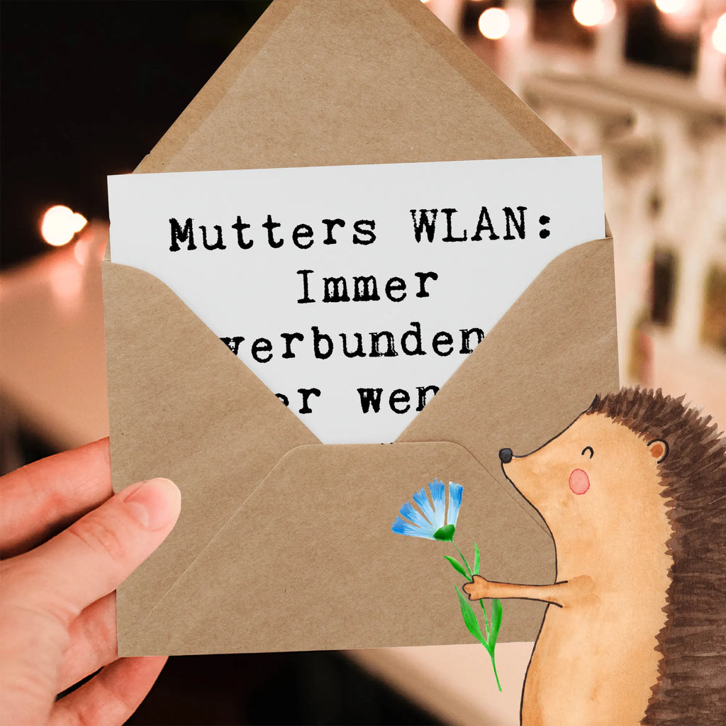 Deluxe Card Saying Mutters WLAN: Immer verbunden, außer wenn es um Geheimnisse geht! Glückwunschkarte, Hochwertige Klappkarte, Karte, Hochwertige Grußkarte, Hochzeitskarte, Geburtstagskarte, Grußkarte, Einladungskarte, Klappkarte, Familie, Vatertag, Muttertag, Bruder, Schwester, Mama, Papa, Oma, Opa