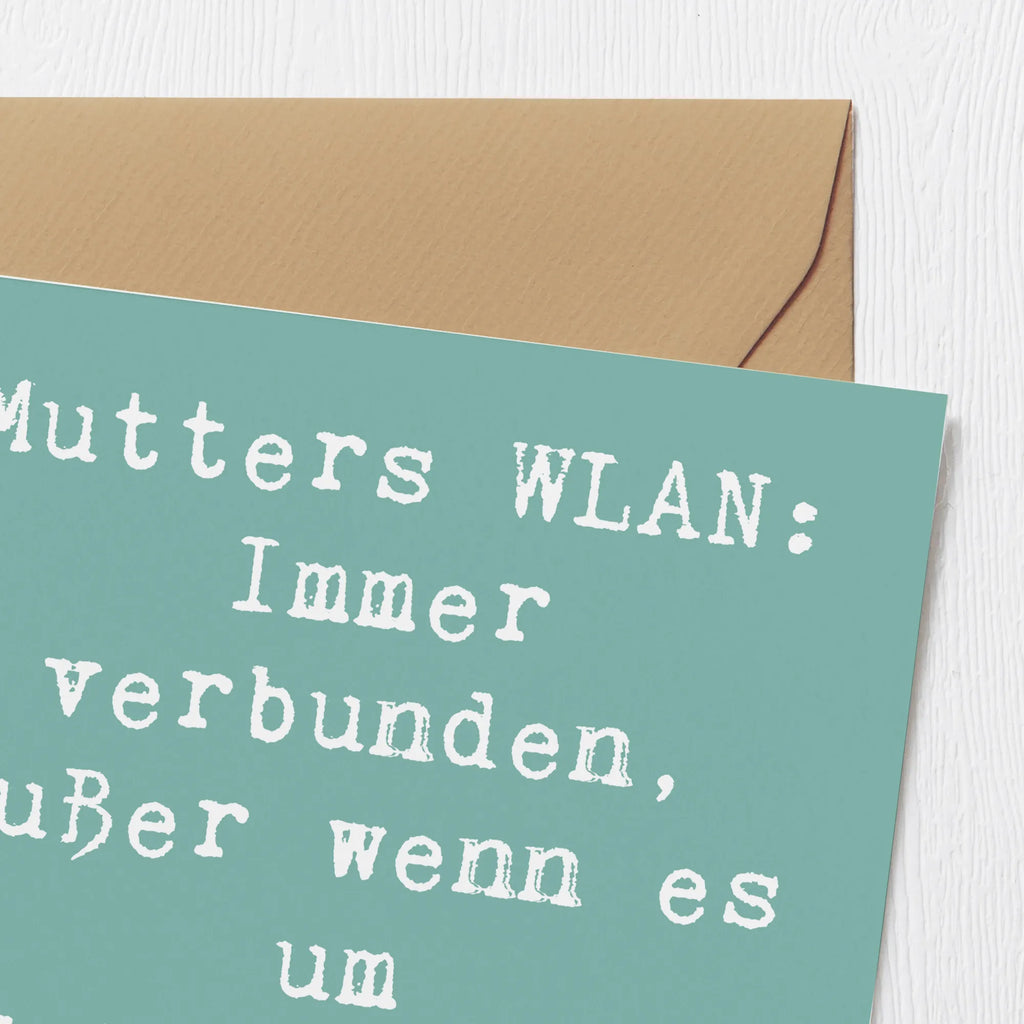 Deluxe Card Saying Mutters WLAN: Immer verbunden, außer wenn es um Geheimnisse geht! Glückwunschkarte, Hochwertige Klappkarte, Karte, Hochwertige Grußkarte, Hochzeitskarte, Geburtstagskarte, Grußkarte, Einladungskarte, Klappkarte, Familie, Vatertag, Muttertag, Bruder, Schwester, Mama, Papa, Oma, Opa
