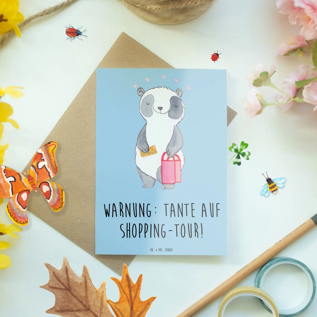 Greetings card Warnung: Tante auf Shopping-Tour! Ansichtskarten, Klappkarte, Einladungskarte, Grußkarte, Karte, Geburtstagskarte, Glückwunschkarte, Hochzeitskarte, Familie, Vatertag, Muttertag, Bruder, Schwester, Mama, Papa, Oma, Opa