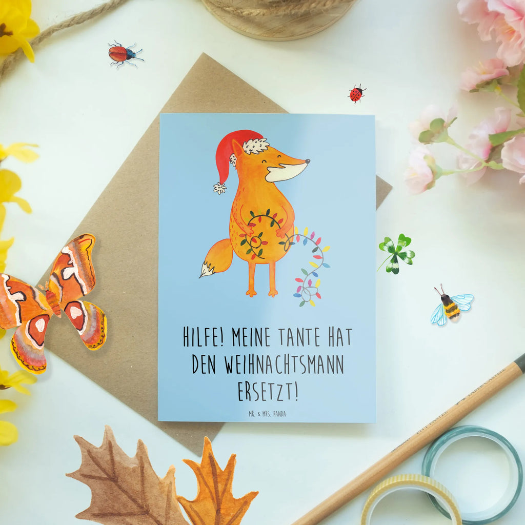 Greetings card Hilfe! Meine Tante hat den Weihnachtsmann ersetzt! Karte, Grußkarte, Glückwunschkarte, Hochzeitskarte, Ansichtskarten, Geburtstagskarte, Einladungskarte, Klappkarte, Familie, Vatertag, Muttertag, Bruder, Schwester, Mama, Papa, Oma, Opa