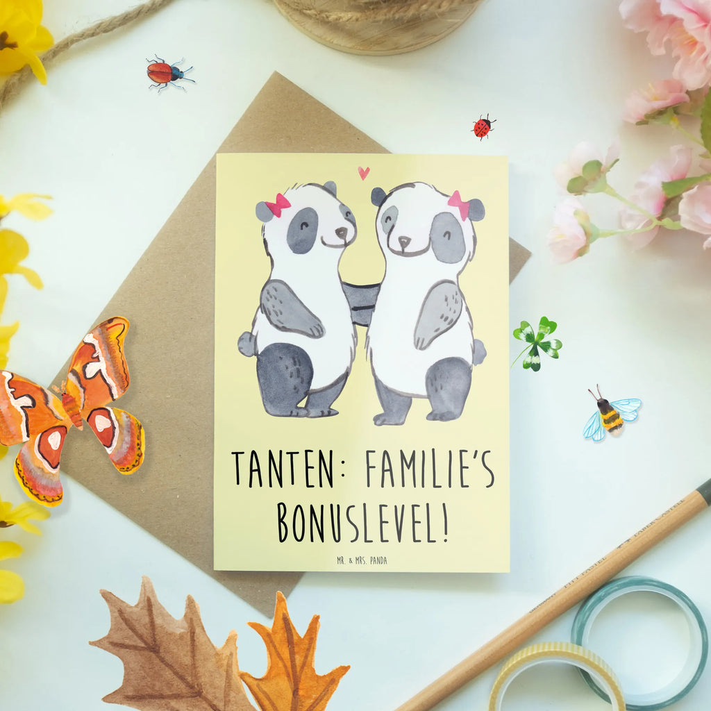 Greetings card Tanten: Familie's Bonuslevel! Einladungskarte, Grußkarte, Ansichtskarten, Karte, Klappkarte, Hochzeitskarte, Geburtstagskarte, Glückwunschkarte, Familie, Vatertag, Muttertag, Bruder, Schwester, Mama, Papa, Oma, Opa