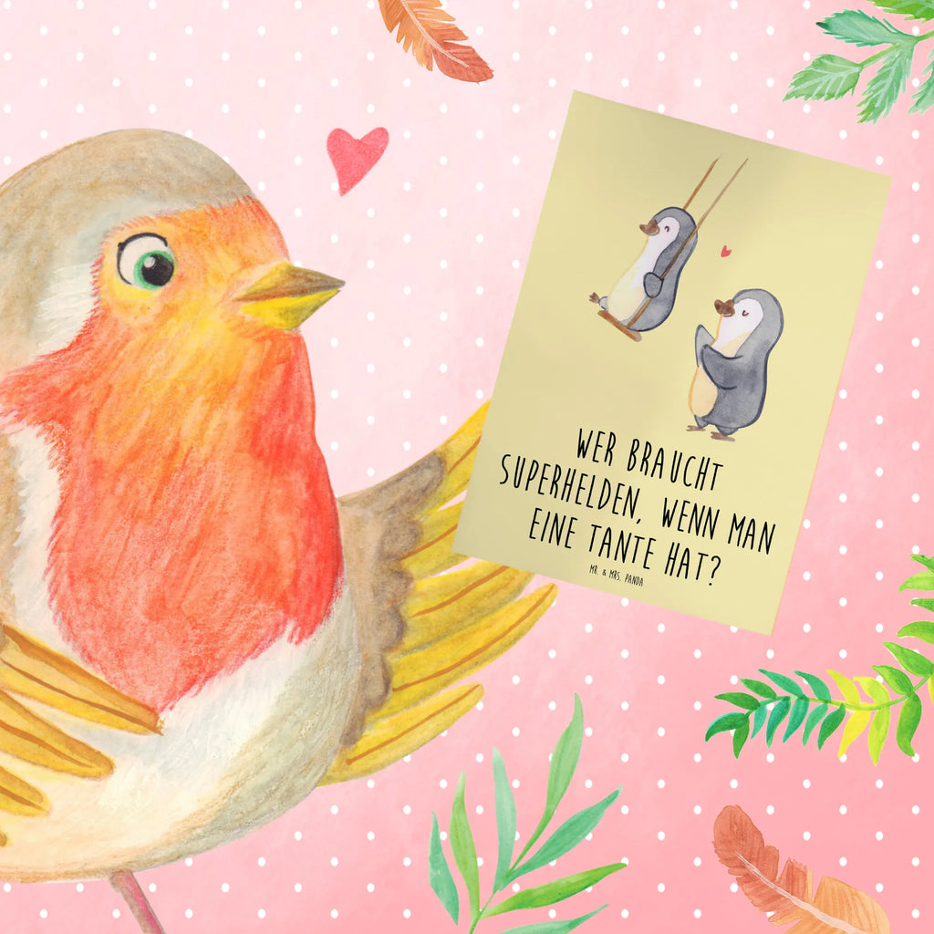 Greetings card Wer braucht Superhelden, wenn man eine Tante hat? Karte, Ansichtskarten, Einladungskarte, Klappkarte, Hochzeitskarte, Glückwunschkarte, Geburtstagskarte, Grußkarte, Familie, Vatertag, Muttertag, Bruder, Schwester, Mama, Papa, Oma, Opa