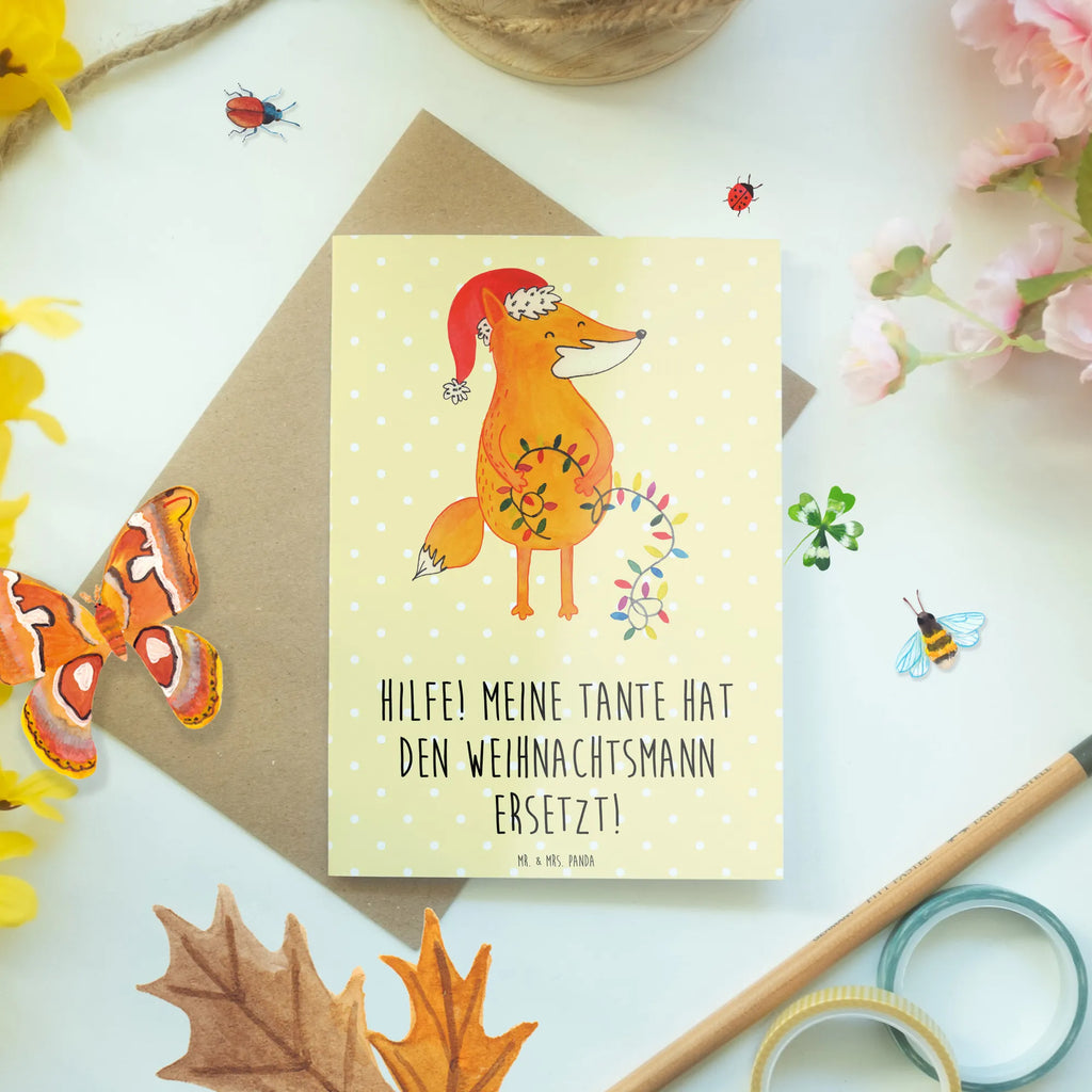 Greetings card Hilfe! Meine Tante hat den Weihnachtsmann ersetzt! Karte, Grußkarte, Glückwunschkarte, Hochzeitskarte, Ansichtskarten, Geburtstagskarte, Einladungskarte, Klappkarte, Familie, Vatertag, Muttertag, Bruder, Schwester, Mama, Papa, Oma, Opa
