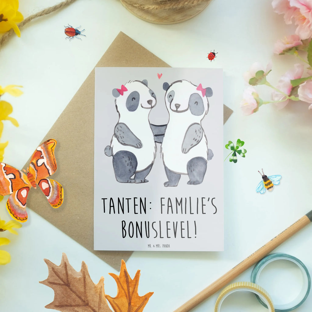 Greetings card Tanten: Familie's Bonuslevel! Einladungskarte, Grußkarte, Ansichtskarten, Karte, Klappkarte, Hochzeitskarte, Geburtstagskarte, Glückwunschkarte, Familie, Vatertag, Muttertag, Bruder, Schwester, Mama, Papa, Oma, Opa