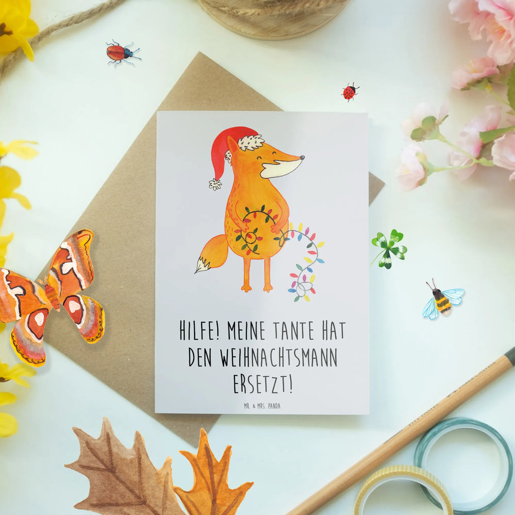 Greetings card Hilfe! Meine Tante hat den Weihnachtsmann ersetzt! Karte, Grußkarte, Glückwunschkarte, Hochzeitskarte, Ansichtskarten, Geburtstagskarte, Einladungskarte, Klappkarte, Familie, Vatertag, Muttertag, Bruder, Schwester, Mama, Papa, Oma, Opa