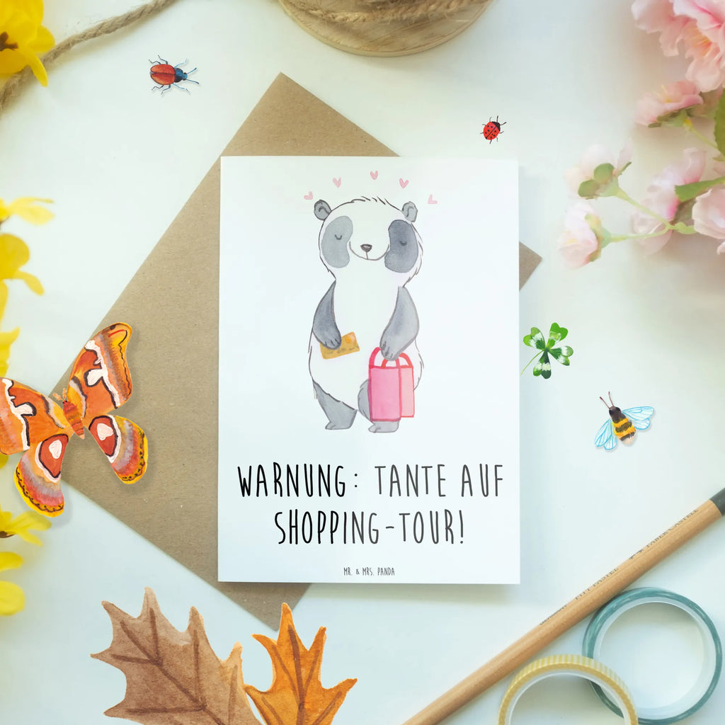 Greetings card Warnung: Tante auf Shopping-Tour! Ansichtskarten, Klappkarte, Einladungskarte, Grußkarte, Karte, Geburtstagskarte, Glückwunschkarte, Hochzeitskarte, Familie, Vatertag, Muttertag, Bruder, Schwester, Mama, Papa, Oma, Opa