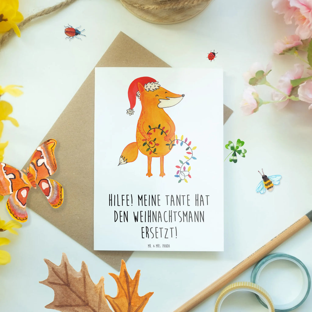 Greetings card Hilfe! Meine Tante hat den Weihnachtsmann ersetzt! Karte, Grußkarte, Glückwunschkarte, Hochzeitskarte, Ansichtskarten, Geburtstagskarte, Einladungskarte, Klappkarte, Familie, Vatertag, Muttertag, Bruder, Schwester, Mama, Papa, Oma, Opa