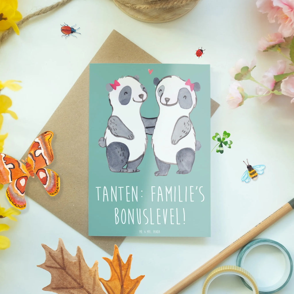 Greetings card Tanten: Familie's Bonuslevel! Einladungskarte, Grußkarte, Ansichtskarten, Karte, Klappkarte, Hochzeitskarte, Geburtstagskarte, Glückwunschkarte, Familie, Vatertag, Muttertag, Bruder, Schwester, Mama, Papa, Oma, Opa