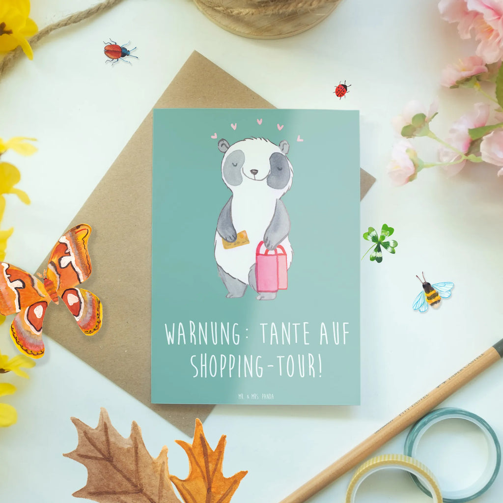Greetings card Warnung: Tante auf Shopping-Tour! Ansichtskarten, Klappkarte, Einladungskarte, Grußkarte, Karte, Geburtstagskarte, Glückwunschkarte, Hochzeitskarte, Familie, Vatertag, Muttertag, Bruder, Schwester, Mama, Papa, Oma, Opa