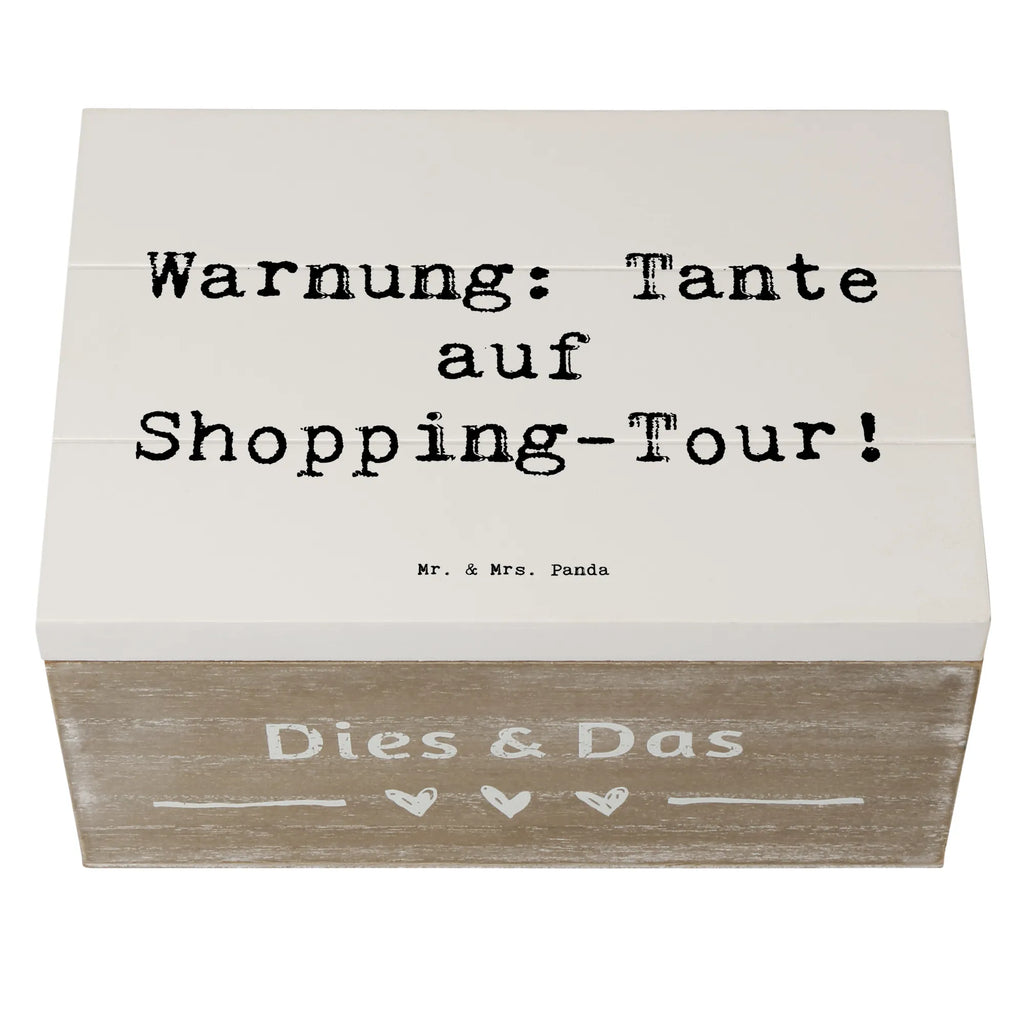 Wooden chest Saying Warnung: Tante auf Shopping-Tour! Kiste, XXL, Schatzkiste, Geschenkbox, Aufbewahrungsbox, Geschenkdose, Erinnerungskiste, Schatulle, Erinnerungsbox, Dekokiste, Truhe, Holzkiste, Familie, Vatertag, Muttertag, Bruder, Schwester, Mama, Papa, Oma, Opa