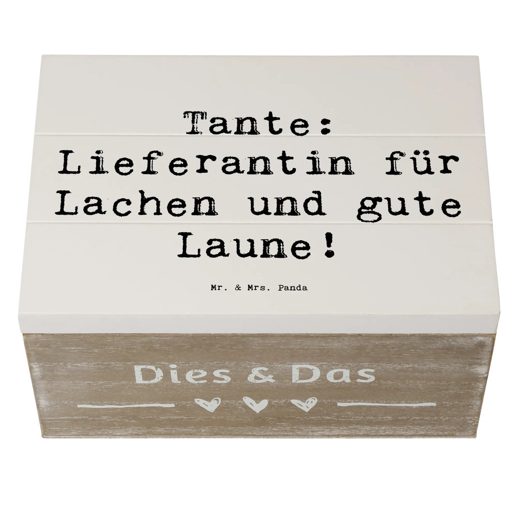 Wooden chest Saying Tante: Lieferantin für Lachen und gute Laune! Geschenkbox, XXL, Aufbewahrungsbox, Schatulle, Schatzkiste, Kiste, Holzkiste, Erinnerungsbox, Geschenkdose, Truhe, Dekokiste, Erinnerungskiste, Familie, Vatertag, Muttertag, Bruder, Schwester, Mama, Papa, Oma, Opa