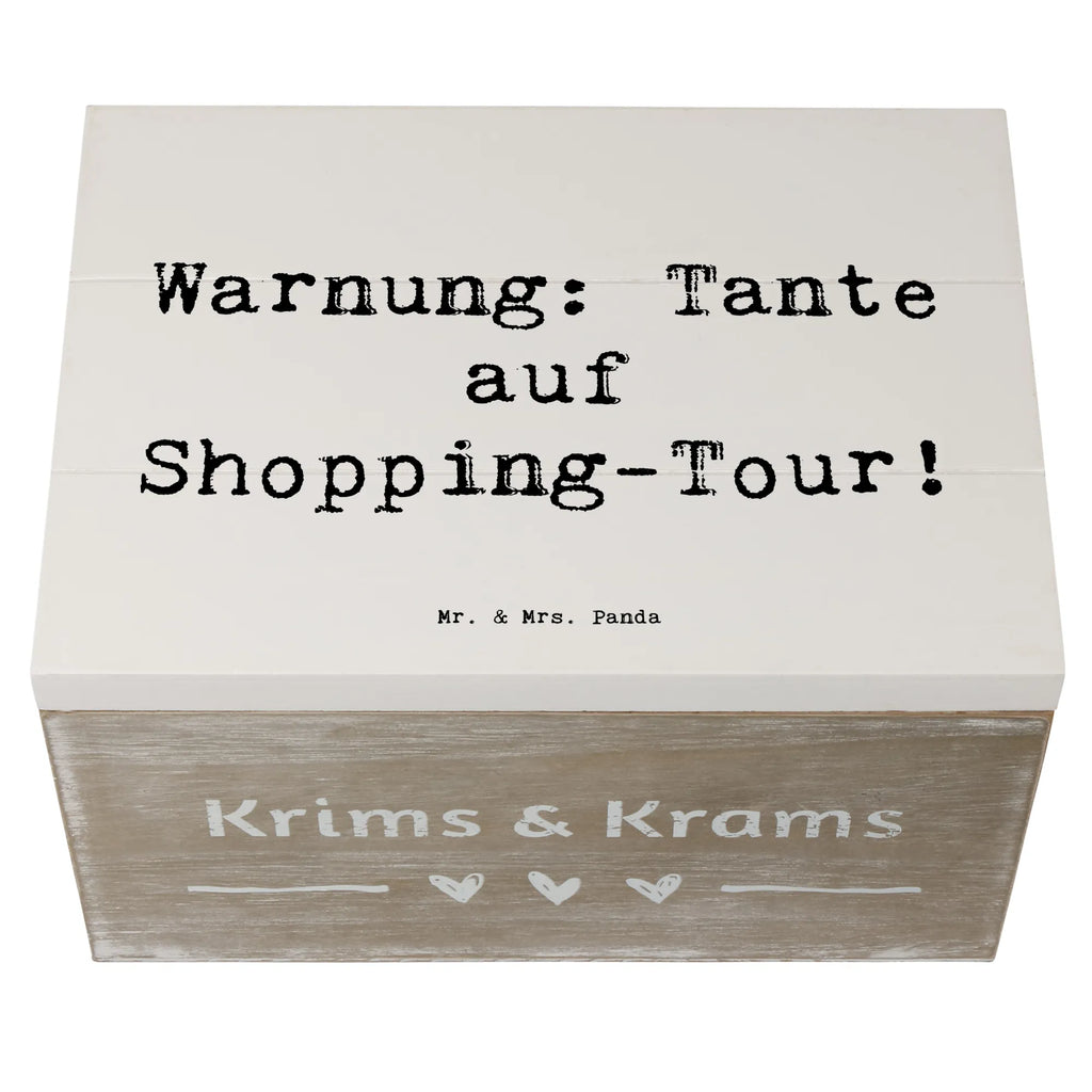 Wooden chest Saying Warnung: Tante auf Shopping-Tour! Kiste, XXL, Schatzkiste, Geschenkbox, Aufbewahrungsbox, Geschenkdose, Erinnerungskiste, Schatulle, Erinnerungsbox, Dekokiste, Truhe, Holzkiste, Familie, Vatertag, Muttertag, Bruder, Schwester, Mama, Papa, Oma, Opa