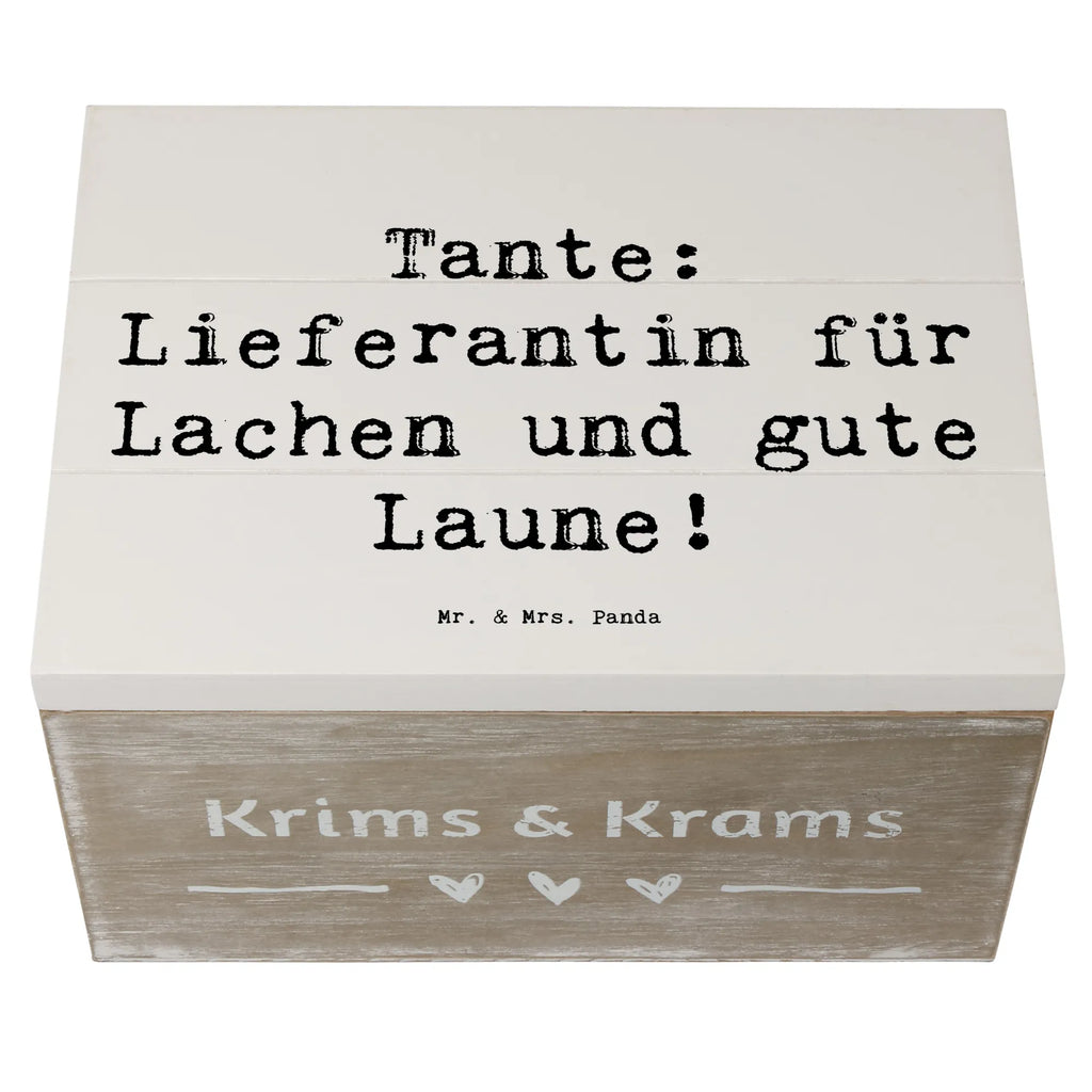 Wooden chest Saying Tante: Lieferantin für Lachen und gute Laune! Geschenkbox, XXL, Aufbewahrungsbox, Schatulle, Schatzkiste, Kiste, Holzkiste, Erinnerungsbox, Geschenkdose, Truhe, Dekokiste, Erinnerungskiste, Familie, Vatertag, Muttertag, Bruder, Schwester, Mama, Papa, Oma, Opa