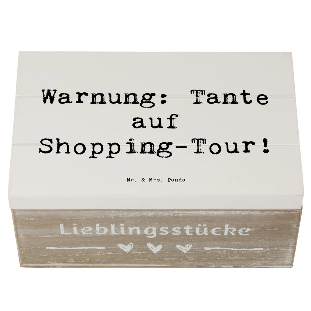 Wooden chest Saying Warnung: Tante auf Shopping-Tour! Kiste, XXL, Schatzkiste, Geschenkbox, Aufbewahrungsbox, Geschenkdose, Erinnerungskiste, Schatulle, Erinnerungsbox, Dekokiste, Truhe, Holzkiste, Familie, Vatertag, Muttertag, Bruder, Schwester, Mama, Papa, Oma, Opa