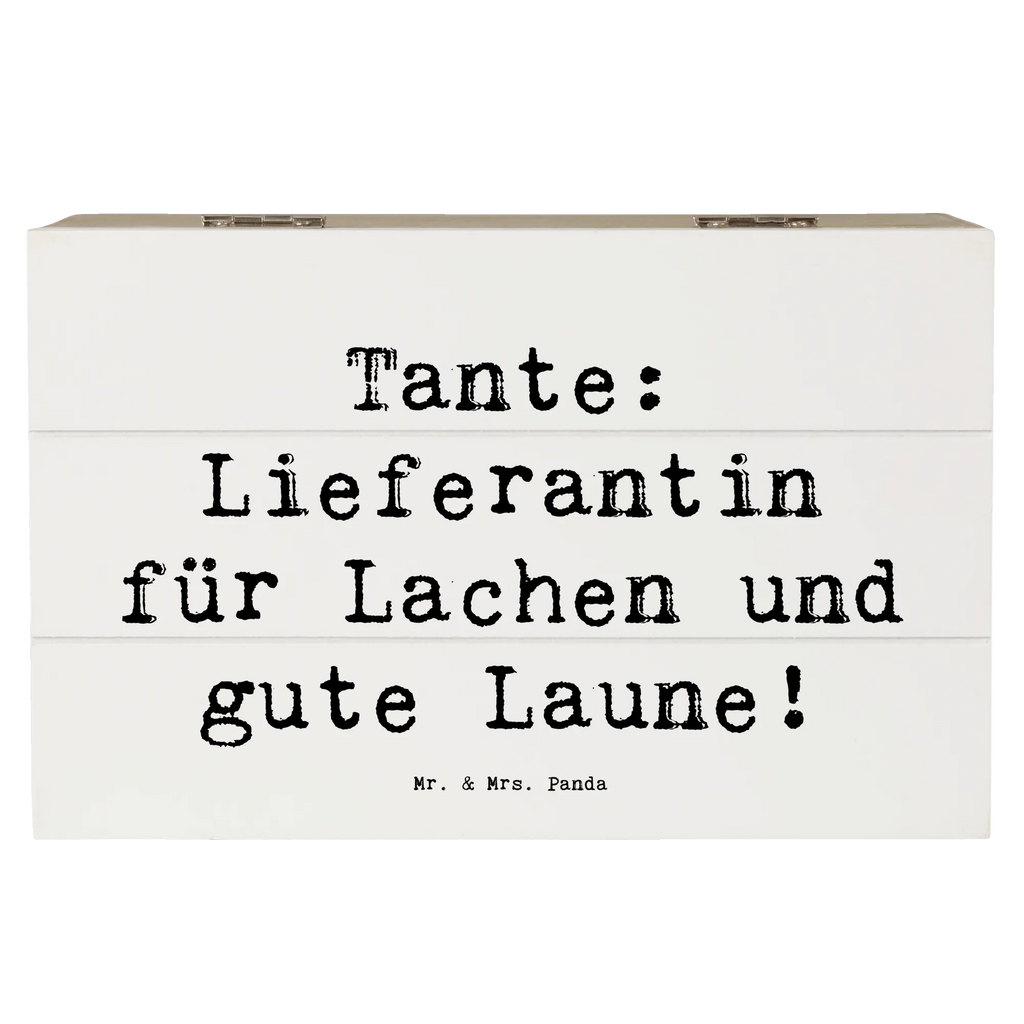 Wooden chest Saying Tante: Lieferantin für Lachen und gute Laune! Geschenkbox, XXL, Aufbewahrungsbox, Schatulle, Schatzkiste, Kiste, Holzkiste, Erinnerungsbox, Geschenkdose, Truhe, Dekokiste, Erinnerungskiste, Familie, Vatertag, Muttertag, Bruder, Schwester, Mama, Papa, Oma, Opa