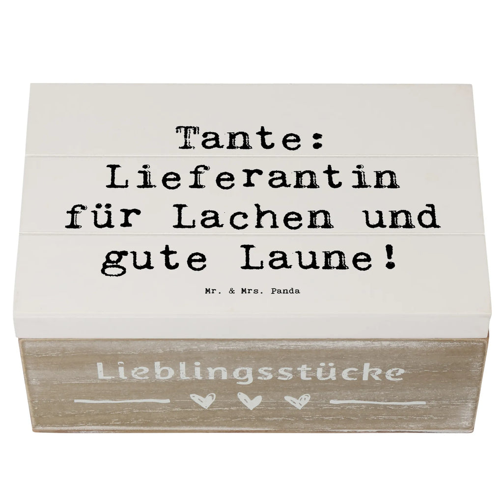 Wooden chest Saying Tante: Lieferantin für Lachen und gute Laune! Geschenkbox, XXL, Aufbewahrungsbox, Schatulle, Schatzkiste, Kiste, Holzkiste, Erinnerungsbox, Geschenkdose, Truhe, Dekokiste, Erinnerungskiste, Familie, Vatertag, Muttertag, Bruder, Schwester, Mama, Papa, Oma, Opa