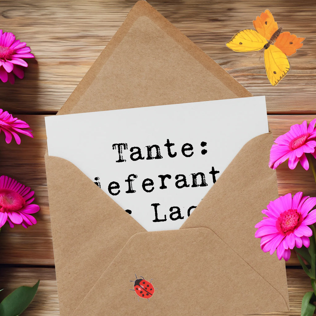 Deluxe Karte Spruch Tante Lieferantin Geburtstagskarte, Karte, Glückwunschkarte, Einladungskarte, Grußkarte, Klappkarte, Hochwertige Grußkarte, Hochzeitskarte, Hochwertige Klappkarte, Familie, Vatertag, Muttertag, Bruder, Schwester, Mama, Papa, Oma, Opa