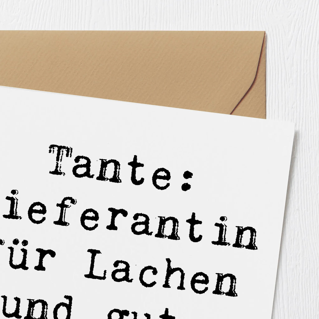 Deluxe Karte Spruch Tante Lieferantin Geburtstagskarte, Karte, Glückwunschkarte, Einladungskarte, Grußkarte, Klappkarte, Hochwertige Grußkarte, Hochzeitskarte, Hochwertige Klappkarte, Familie, Vatertag, Muttertag, Bruder, Schwester, Mama, Papa, Oma, Opa