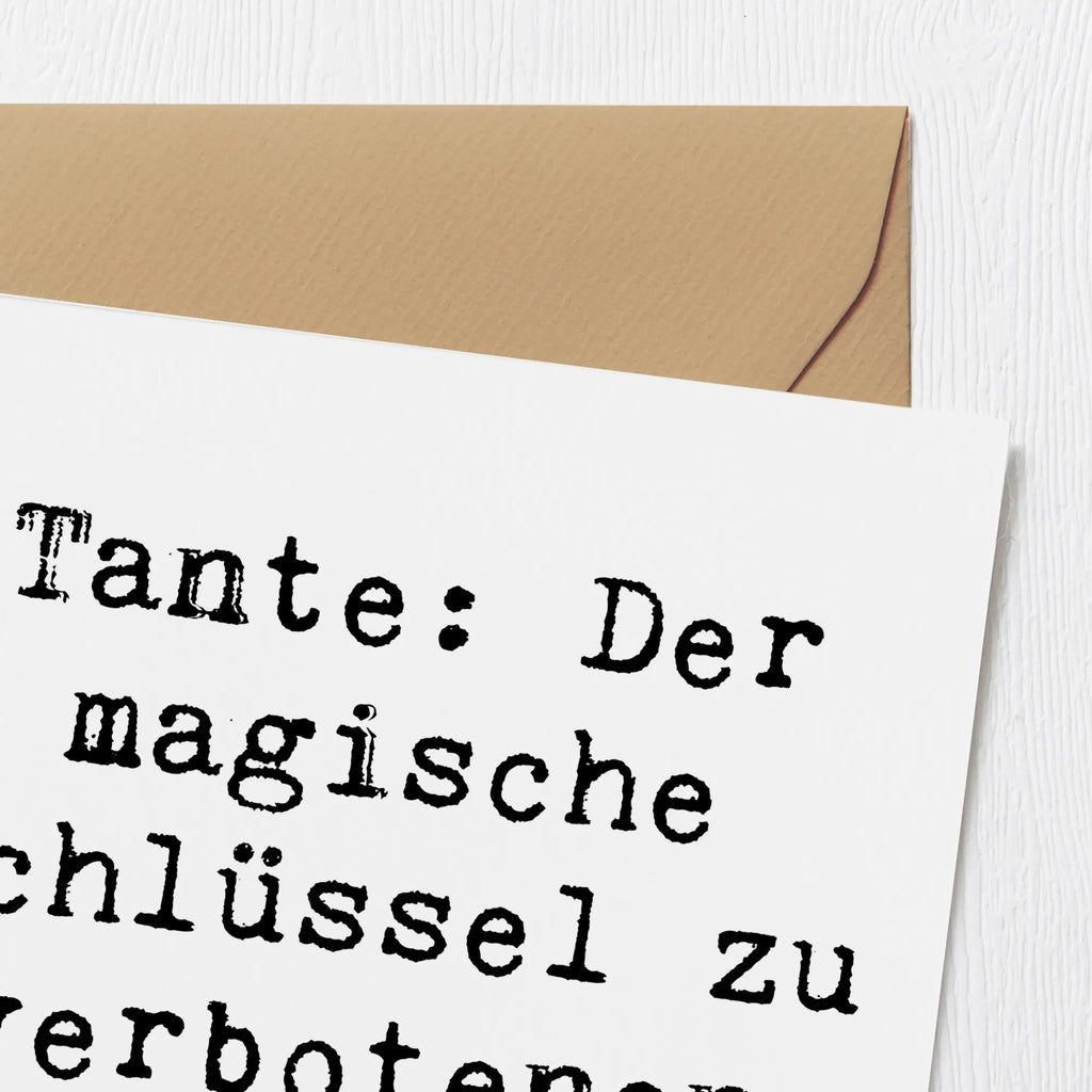 Deluxe Card Saying Tante: Der magische Schlüssel zu verbotenen Naschereien! Karte, Einladungskarte, Geburtstagskarte, Hochzeitskarte, Glückwunschkarte, Hochwertige Grußkarte, Klappkarte, Grußkarte, Hochwertige Klappkarte, Familie, Vatertag, Muttertag, Bruder, Schwester, Mama, Papa, Oma, Opa