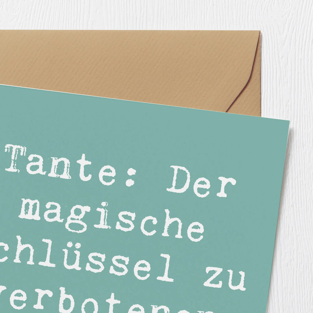 Deluxe Card Saying Tante: Der magische Schlüssel zu verbotenen Naschereien! Karte, Einladungskarte, Geburtstagskarte, Hochzeitskarte, Glückwunschkarte, Hochwertige Grußkarte, Klappkarte, Grußkarte, Hochwertige Klappkarte, Familie, Vatertag, Muttertag, Bruder, Schwester, Mama, Papa, Oma, Opa