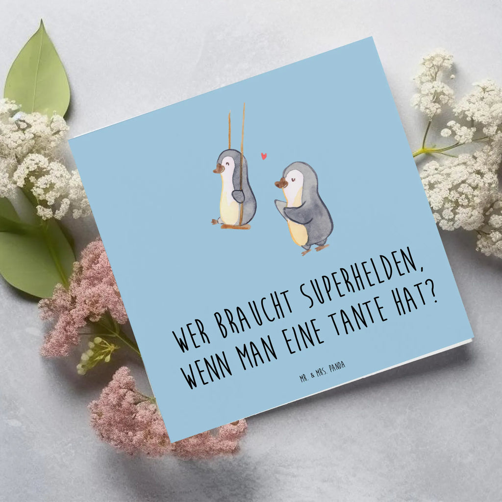 Deluxe Card Wer braucht Superhelden, wenn man eine Tante hat? Karte, Hochwertige Grußkarte, Hochwertige Klappkarte, Geburtstagskarte, Glückwunschkarte, Einladungskarte, Klappkarte, Grußkarte, Hochzeitskarte, Familie, Vatertag, Muttertag, Bruder, Schwester, Mama, Papa, Oma, Opa