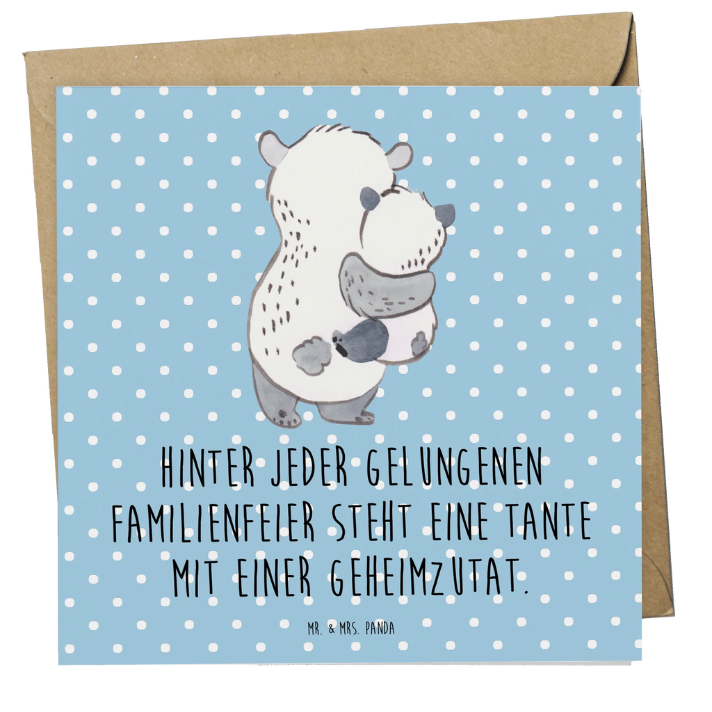 Deluxe Card Hinter jeder gelungenen Familienfeier steht eine Tante mit einer Geheimzutat. Klappkarte, Grußkarte, Karte, Glückwunschkarte, Geburtstagskarte, Hochzeitskarte, Hochwertige Klappkarte, Hochwertige Grußkarte, Einladungskarte, Familie, Vatertag, Muttertag, Bruder, Schwester, Mama, Papa, Oma, Opa