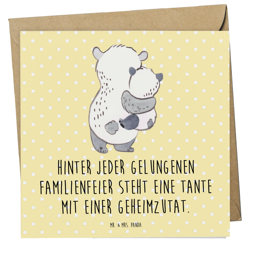 Deluxe Card Hinter jeder gelungenen Familienfeier steht eine Tante mit einer Geheimzutat. Klappkarte, Grußkarte, Karte, Glückwunschkarte, Geburtstagskarte, Hochzeitskarte, Hochwertige Klappkarte, Hochwertige Grußkarte, Einladungskarte, Familie, Vatertag, Muttertag, Bruder, Schwester, Mama, Papa, Oma, Opa