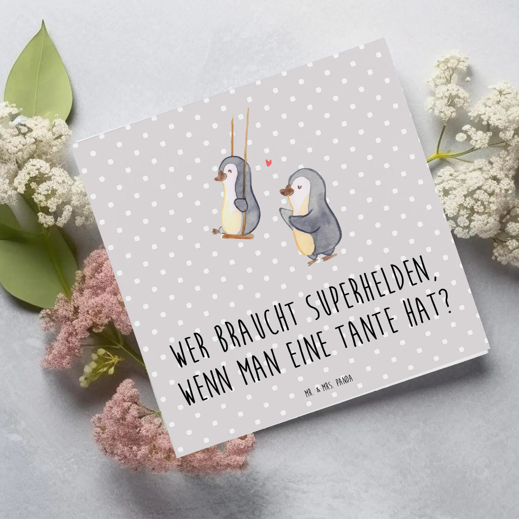 Deluxe Card Wer braucht Superhelden, wenn man eine Tante hat? Karte, Hochwertige Grußkarte, Hochwertige Klappkarte, Geburtstagskarte, Glückwunschkarte, Einladungskarte, Klappkarte, Grußkarte, Hochzeitskarte, Familie, Vatertag, Muttertag, Bruder, Schwester, Mama, Papa, Oma, Opa