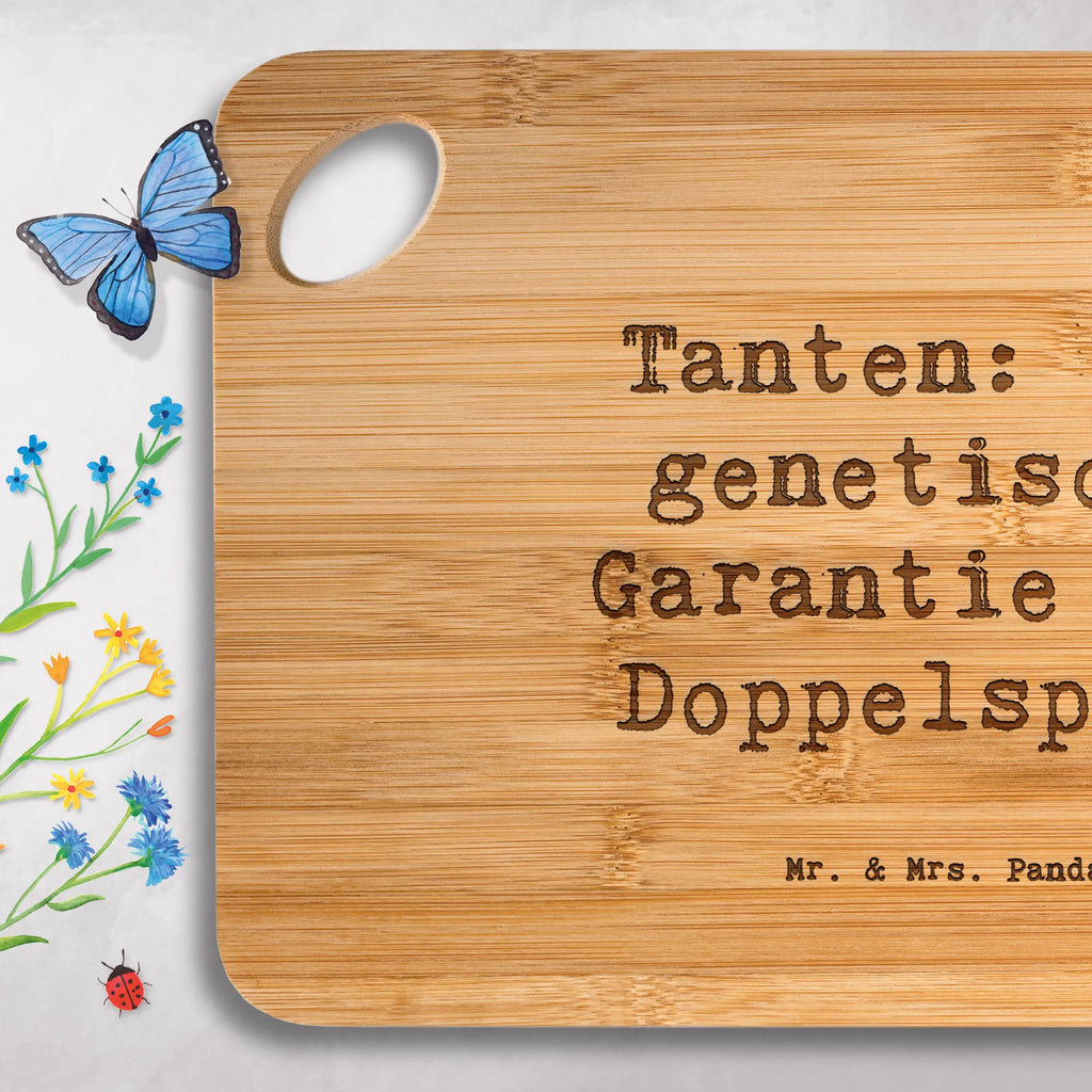 Bamboo chopping board Saying Tanten: Die genetische Garantie für Doppelspaß! solid, carving board, slices, cutting block, nature, bamboo, kitchen, robust, wood, dulcimer, breakfast, kitchen board, engraving, cutting board, board, breakfast board, Family, Father's Day, Mother's Day, brother, sister, Mom, Dad