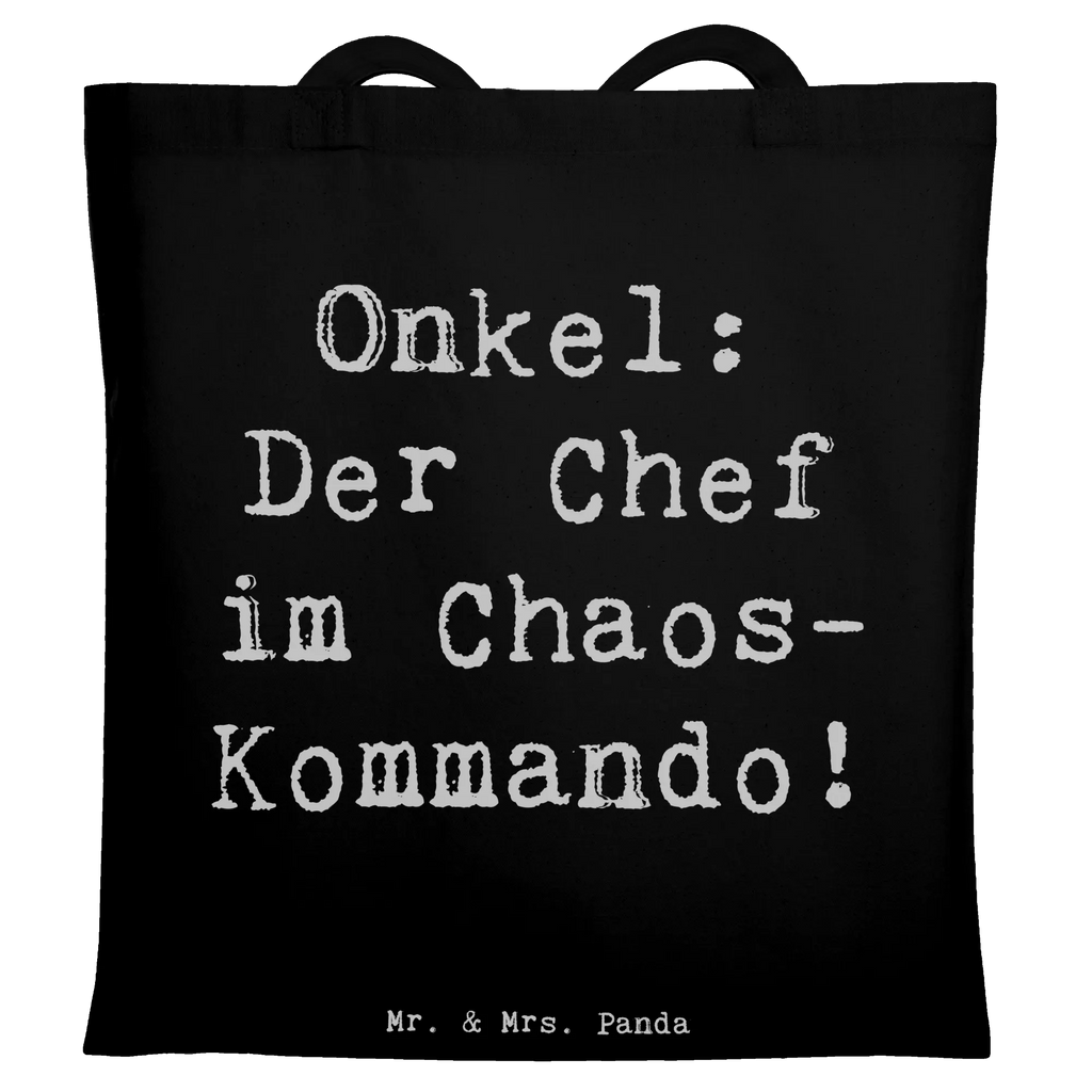Tote bag Saying Onkel: Der Chef im Chaos-Kommando! Beuteltasche, Beutel, Einkaufstasche, Jutebeutel, Stoffbeutel, Tasche, Shopper, Umhängetasche, Strandtasche, Schultertasche, Stofftasche, Tragetasche, Badetasche, Jutetasche, Einkaufstüte, Laptoptasche, Familie, Vatertag, Muttertag, Bruder, Schwester, Mama, Papa, Oma, Opa