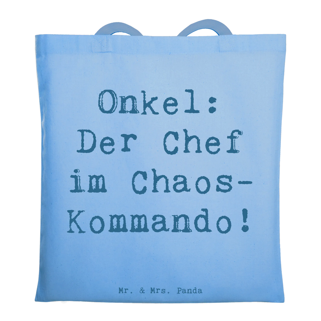Tote bag Saying Onkel: Der Chef im Chaos-Kommando! Beuteltasche, Beutel, Einkaufstasche, Jutebeutel, Stoffbeutel, Tasche, Shopper, Umhängetasche, Strandtasche, Schultertasche, Stofftasche, Tragetasche, Badetasche, Jutetasche, Einkaufstüte, Laptoptasche, Familie, Vatertag, Muttertag, Bruder, Schwester, Mama, Papa, Oma, Opa