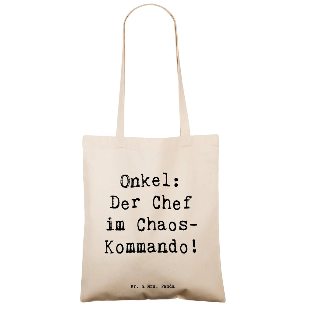 Tote bag Saying Onkel: Der Chef im Chaos-Kommando! Beuteltasche, Beutel, Einkaufstasche, Jutebeutel, Stoffbeutel, Tasche, Shopper, Umhängetasche, Strandtasche, Schultertasche, Stofftasche, Tragetasche, Badetasche, Jutetasche, Einkaufstüte, Laptoptasche, Familie, Vatertag, Muttertag, Bruder, Schwester, Mama, Papa, Oma, Opa