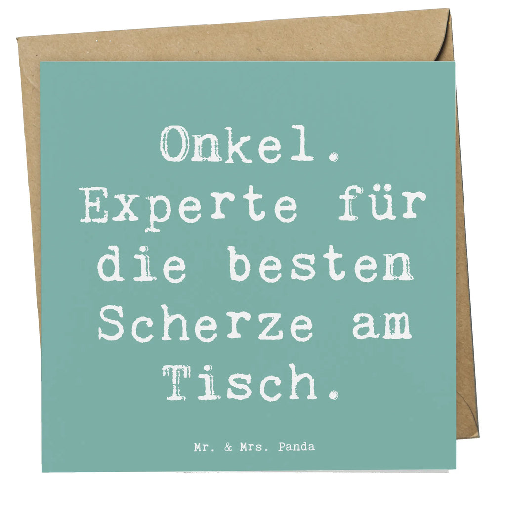 Deluxe Card Saying Onkel. Experte für die besten Scherze am Tisch. Hochwertige Grußkarte, Karte, Hochwertige Klappkarte, Hochzeitskarte, Geburtstagskarte, Einladungskarte, Grußkarte, Klappkarte, Glückwunschkarte, Familie, Vatertag, Muttertag, Bruder, Schwester, Mama, Papa, Oma, Opa