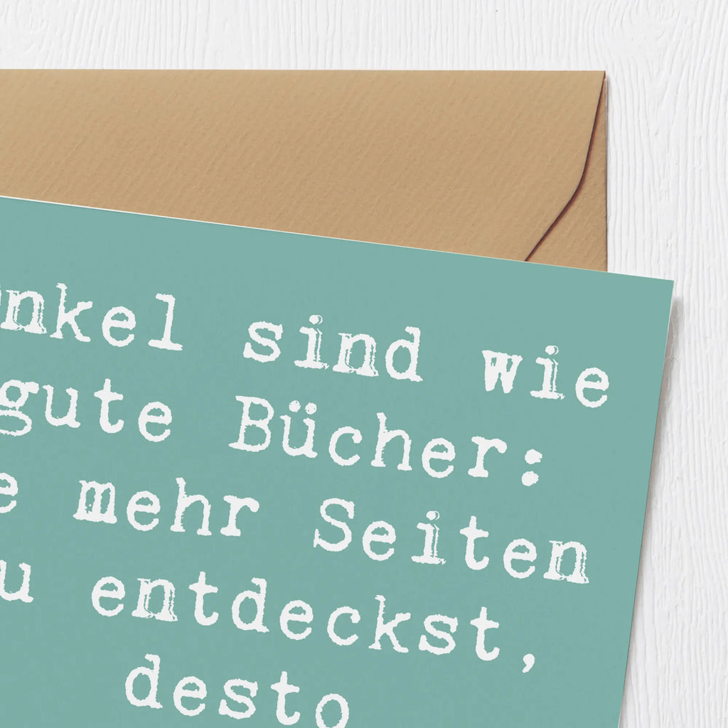 Deluxe Card Saying Onkel sind wie gute Bücher: Je mehr Seiten du entdeckst, desto interessanter werden sie! Glückwunschkarte, Karte, Geburtstagskarte, Einladungskarte, Hochwertige Grußkarte, Hochzeitskarte, Hochwertige Klappkarte, Klappkarte, Grußkarte, Familie, Vatertag, Muttertag, Bruder, Schwester, Mama, Papa, Oma, Opa