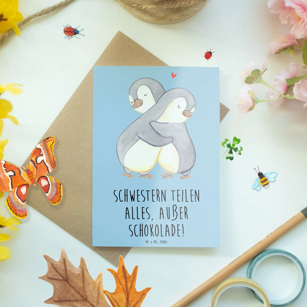 Greetings card Schwestern teilen alles, außer Schokolade! Hochzeitskarte, Karte, Einladungskarte, Klappkarte, Geburtstagskarte, Glückwunschkarte, Grußkarte, Ansichtskarten, Familie, Vatertag, Muttertag, Bruder, Schwester, Mama, Papa, Oma, Opa