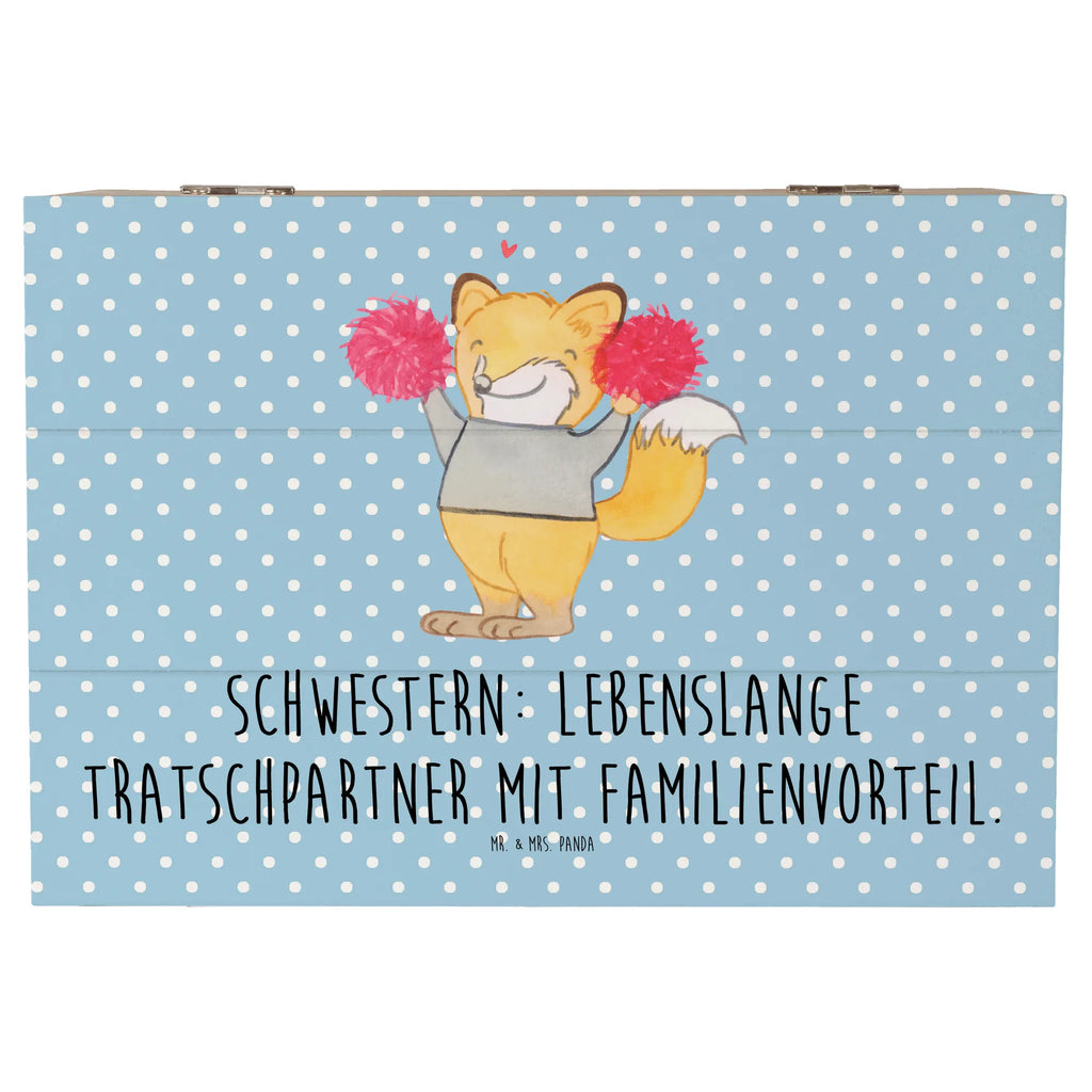 Wooden chest Schwestern: Lebenslange Tratschpartner mit Familienvorteil. Geschenkbox, Dekokiste, Geschenkdose, XXL, Schatzkiste, Schatulle, Kiste, Truhe, Erinnerungsbox, Aufbewahrungsbox, Holzkiste, Erinnerungskiste, Familie, Vatertag, Muttertag, Bruder, Schwester, Mama, Papa, Oma, Opa