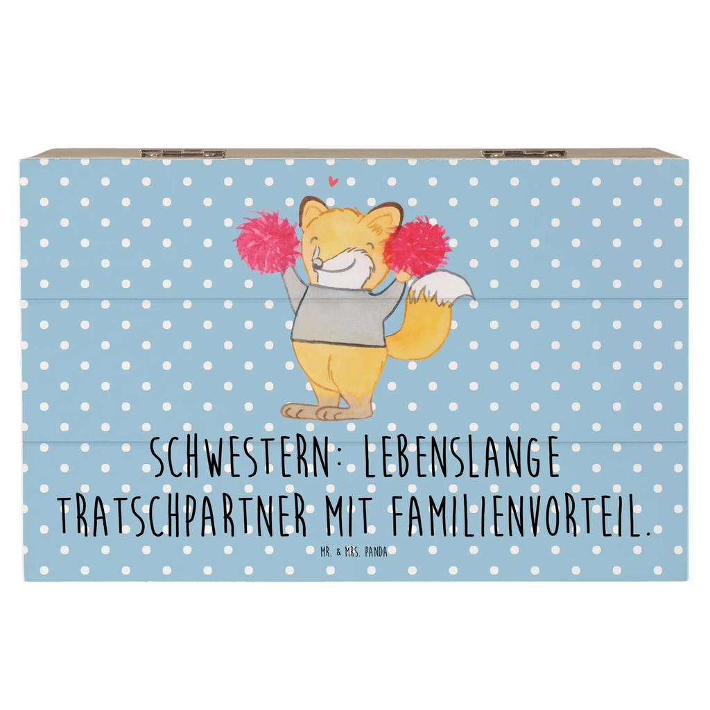 Wooden chest Schwestern: Lebenslange Tratschpartner mit Familienvorteil. Geschenkbox, Dekokiste, Geschenkdose, XXL, Schatzkiste, Schatulle, Kiste, Truhe, Erinnerungsbox, Aufbewahrungsbox, Holzkiste, Erinnerungskiste, Familie, Vatertag, Muttertag, Bruder, Schwester, Mama, Papa, Oma, Opa