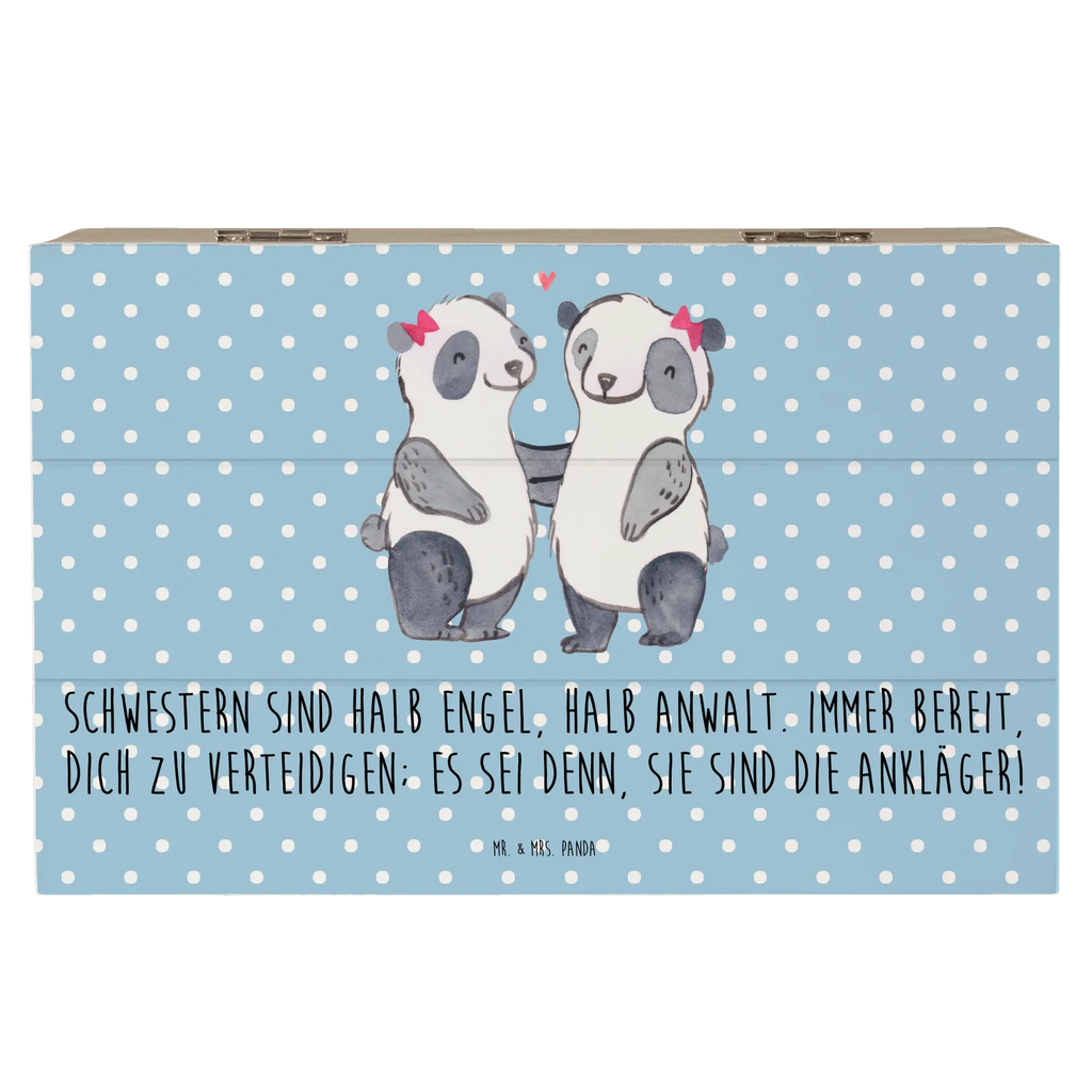 Wooden chest Schwestern sind halb Engel, halb Anwalt. Immer bereit, dich zu verteidigen; es sei denn, sie sind die Ankläger! Schatulle, Holzkiste, Geschenkdose, XXL, Erinnerungskiste, Aufbewahrungsbox, Geschenkbox, Schatzkiste, Kiste, Truhe, Erinnerungsbox, Dekokiste, Familie, Vatertag, Muttertag, Bruder, Schwester, Mama, Papa, Oma, Opa
