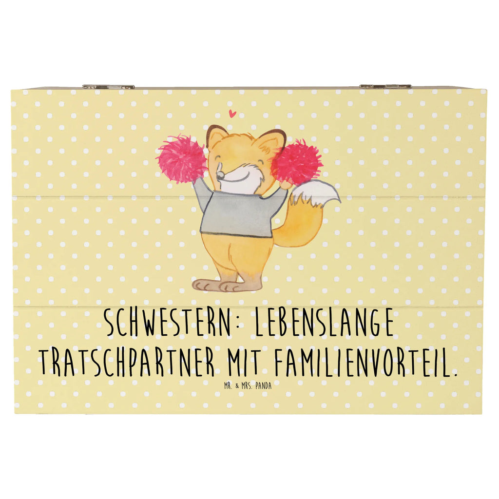 Wooden chest Schwestern: Lebenslange Tratschpartner mit Familienvorteil. Geschenkbox, Dekokiste, Geschenkdose, XXL, Schatzkiste, Schatulle, Kiste, Truhe, Erinnerungsbox, Aufbewahrungsbox, Holzkiste, Erinnerungskiste, Familie, Vatertag, Muttertag, Bruder, Schwester, Mama, Papa, Oma, Opa