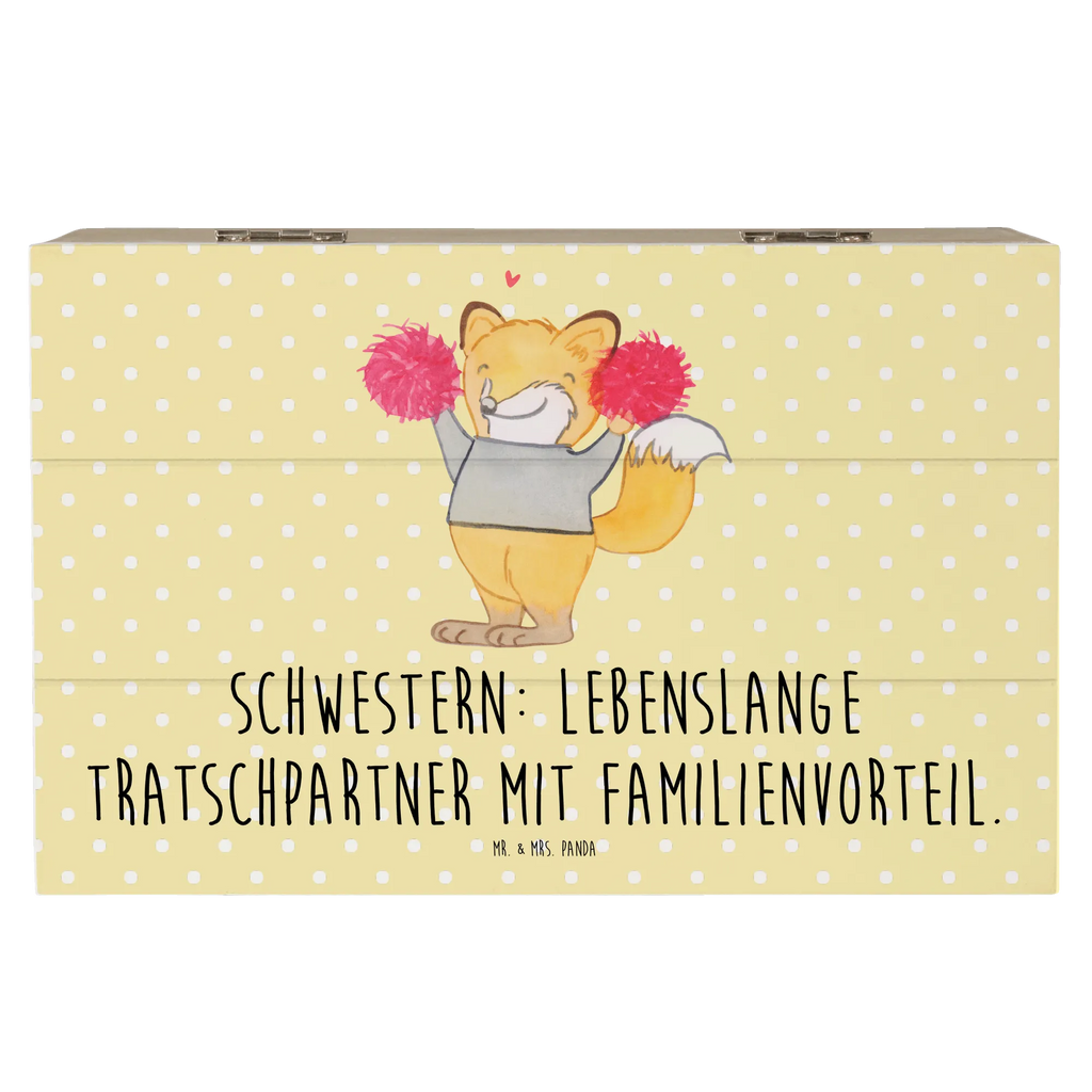 Wooden chest Schwestern: Lebenslange Tratschpartner mit Familienvorteil. Geschenkbox, Dekokiste, Geschenkdose, XXL, Schatzkiste, Schatulle, Kiste, Truhe, Erinnerungsbox, Aufbewahrungsbox, Holzkiste, Erinnerungskiste, Familie, Vatertag, Muttertag, Bruder, Schwester, Mama, Papa, Oma, Opa