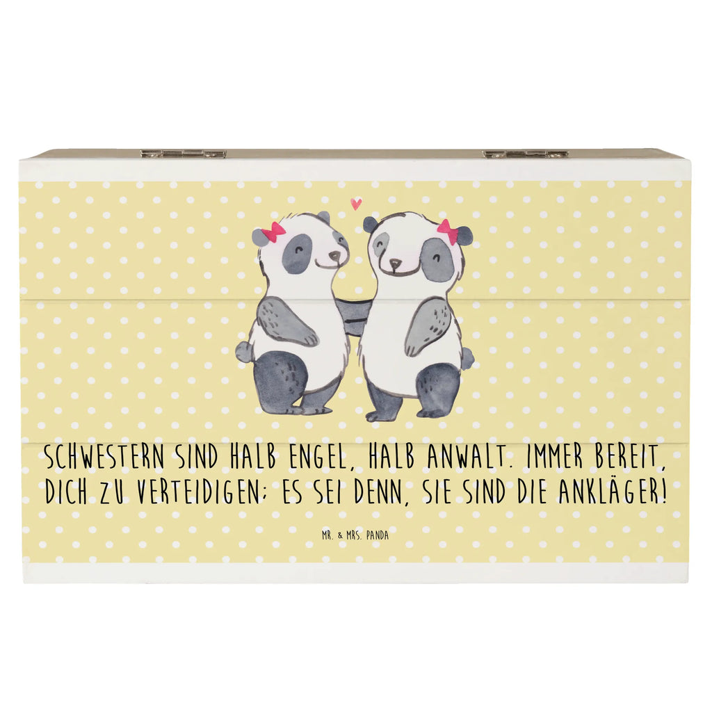 Wooden chest Schwestern sind halb Engel, halb Anwalt. Immer bereit, dich zu verteidigen; es sei denn, sie sind die Ankläger! Schatulle, Holzkiste, Geschenkdose, XXL, Erinnerungskiste, Aufbewahrungsbox, Geschenkbox, Schatzkiste, Kiste, Truhe, Erinnerungsbox, Dekokiste, Familie, Vatertag, Muttertag, Bruder, Schwester, Mama, Papa, Oma, Opa