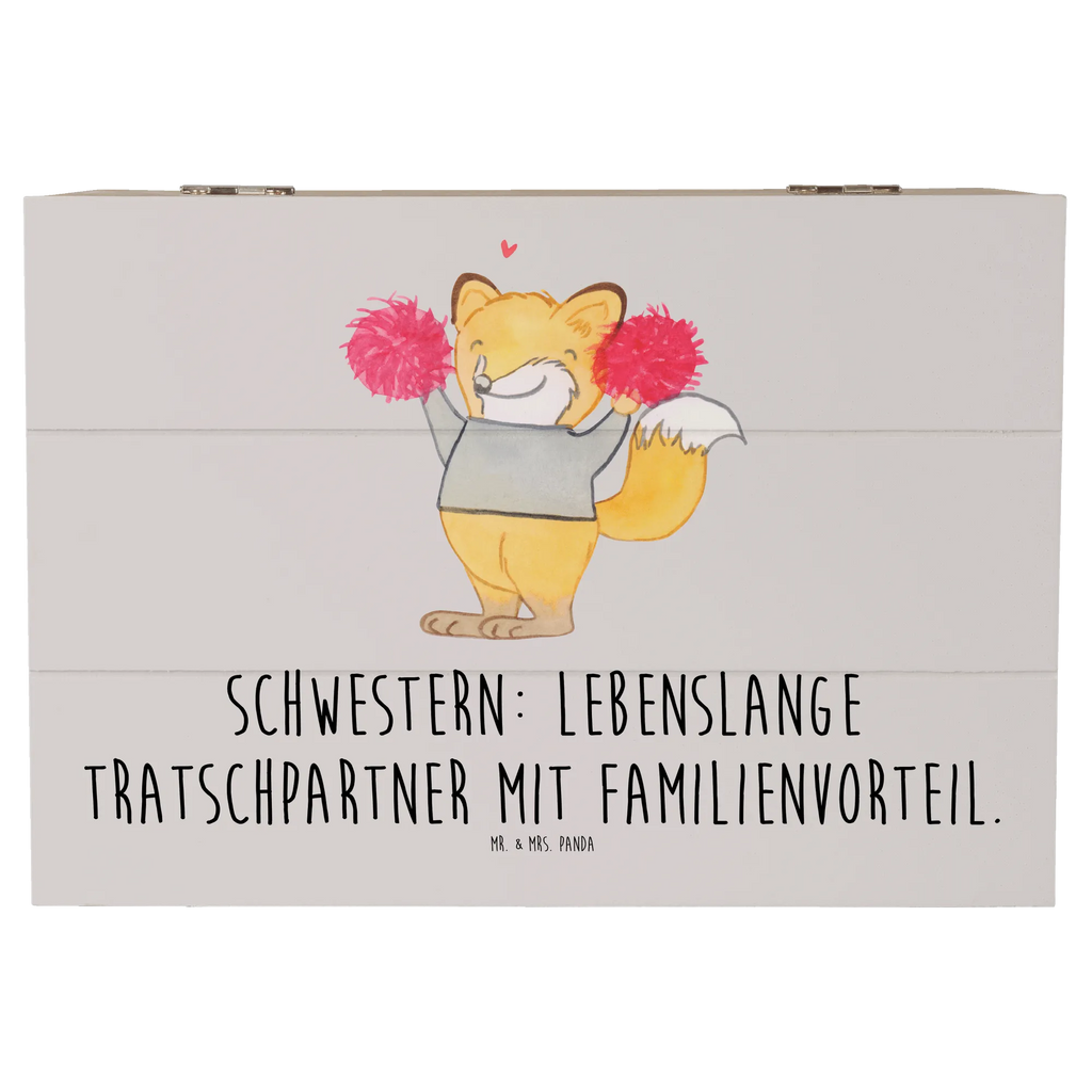 Wooden chest Schwestern: Lebenslange Tratschpartner mit Familienvorteil. Geschenkbox, Dekokiste, Geschenkdose, XXL, Schatzkiste, Schatulle, Kiste, Truhe, Erinnerungsbox, Aufbewahrungsbox, Holzkiste, Erinnerungskiste, Familie, Vatertag, Muttertag, Bruder, Schwester, Mama, Papa, Oma, Opa