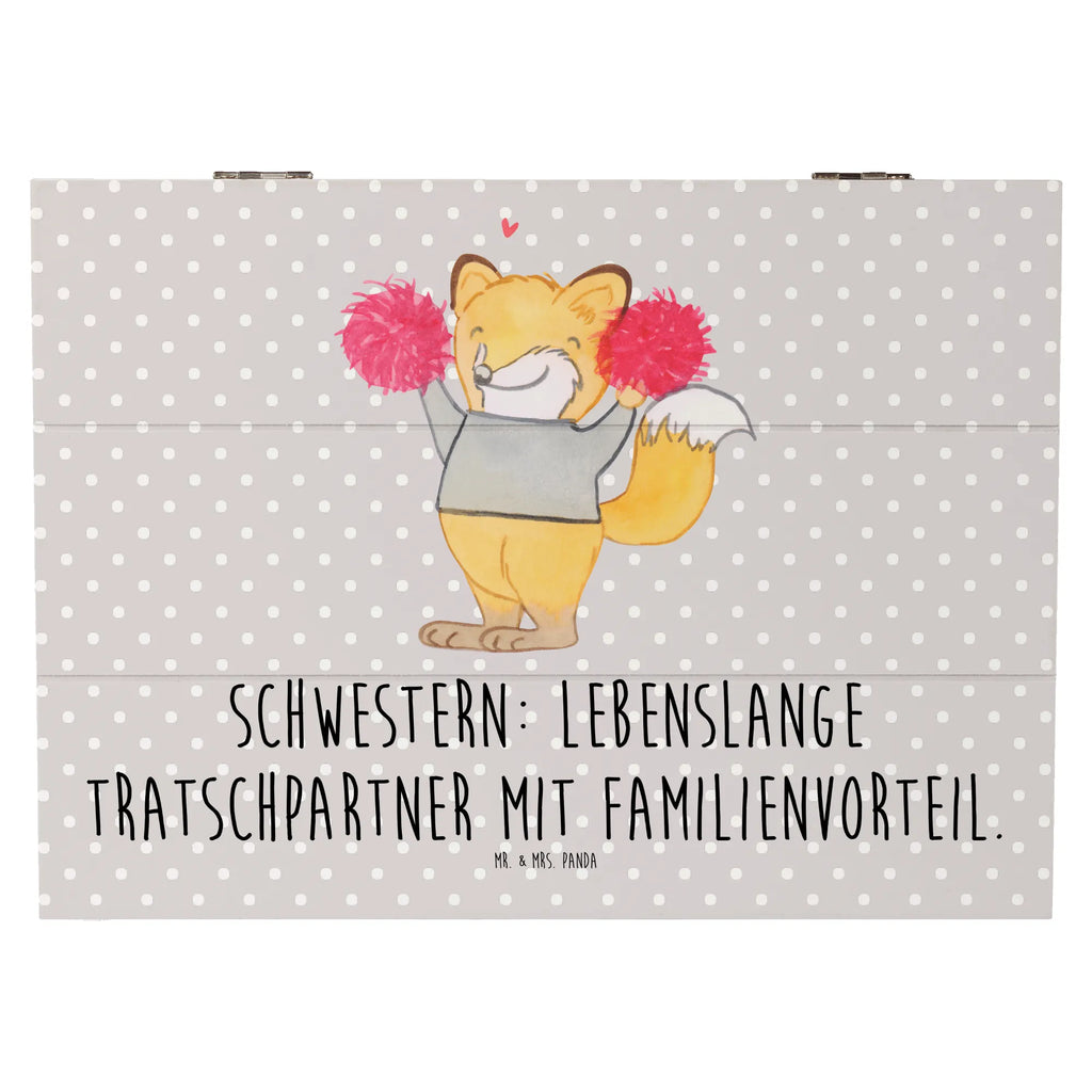 Wooden chest Schwestern: Lebenslange Tratschpartner mit Familienvorteil. Geschenkbox, Dekokiste, Geschenkdose, XXL, Schatzkiste, Schatulle, Kiste, Truhe, Erinnerungsbox, Aufbewahrungsbox, Holzkiste, Erinnerungskiste, Familie, Vatertag, Muttertag, Bruder, Schwester, Mama, Papa, Oma, Opa