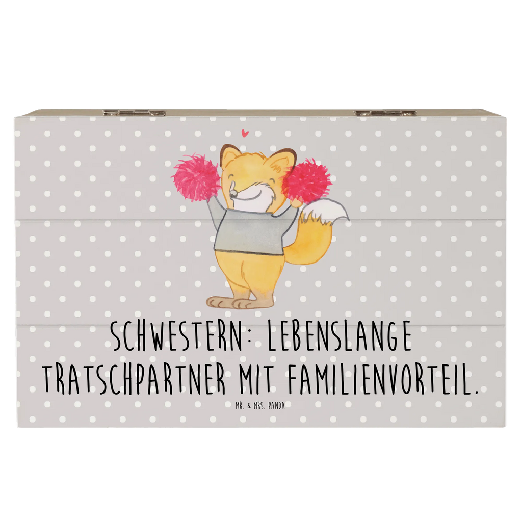 Wooden chest Schwestern: Lebenslange Tratschpartner mit Familienvorteil. Geschenkbox, Dekokiste, Geschenkdose, XXL, Schatzkiste, Schatulle, Kiste, Truhe, Erinnerungsbox, Aufbewahrungsbox, Holzkiste, Erinnerungskiste, Familie, Vatertag, Muttertag, Bruder, Schwester, Mama, Papa, Oma, Opa