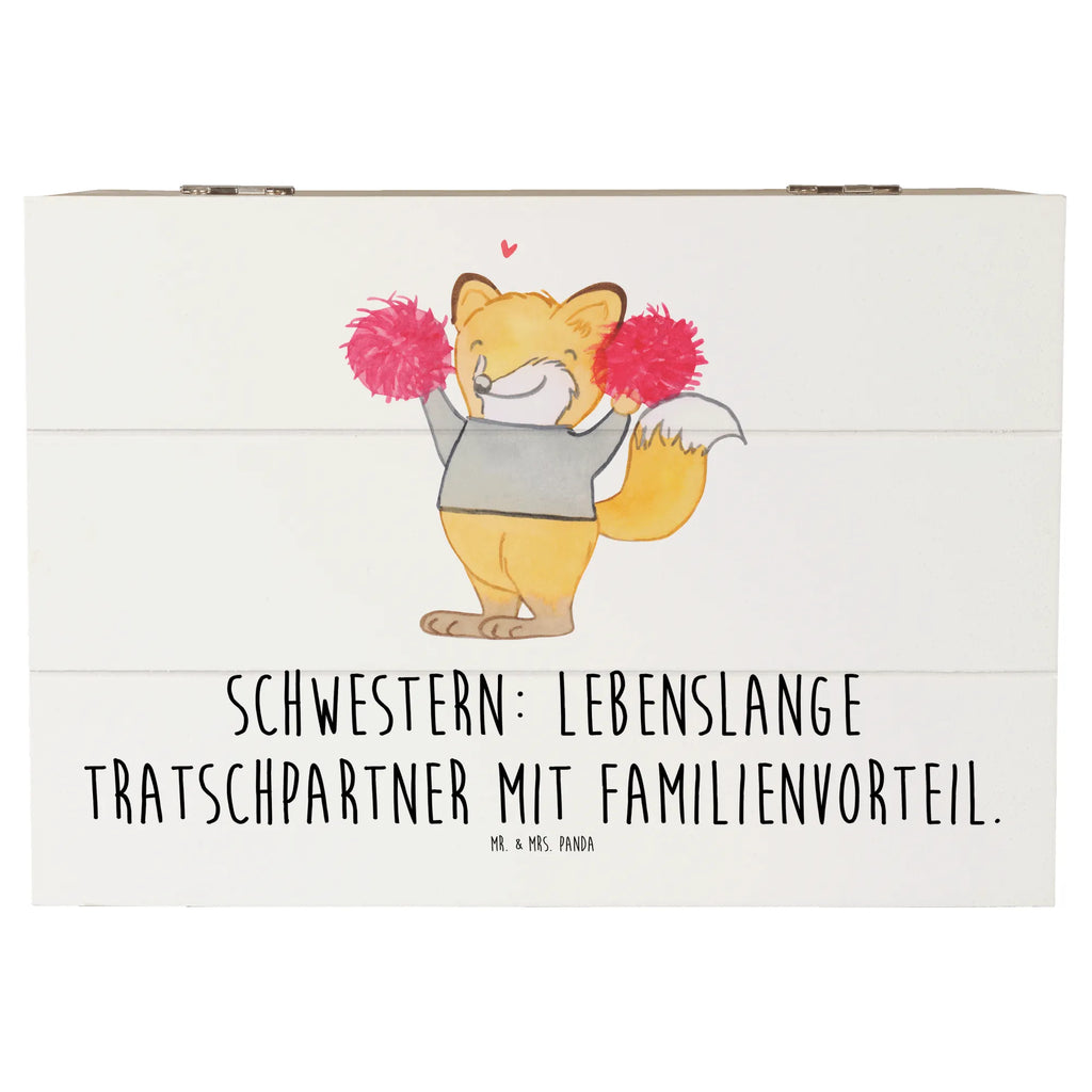 Wooden chest Schwestern: Lebenslange Tratschpartner mit Familienvorteil. Geschenkbox, Dekokiste, Geschenkdose, XXL, Schatzkiste, Schatulle, Kiste, Truhe, Erinnerungsbox, Aufbewahrungsbox, Holzkiste, Erinnerungskiste, Familie, Vatertag, Muttertag, Bruder, Schwester, Mama, Papa, Oma, Opa