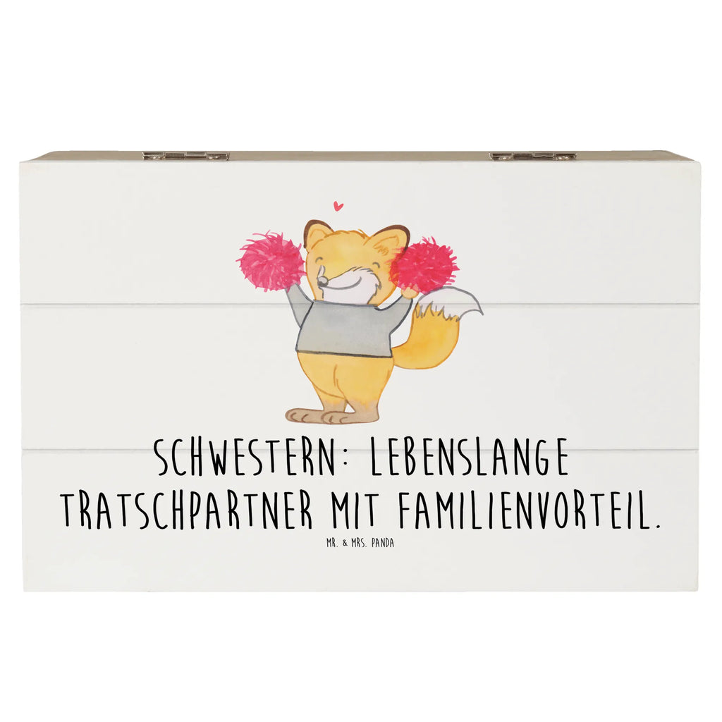 Wooden chest Schwestern: Lebenslange Tratschpartner mit Familienvorteil. Geschenkbox, Dekokiste, Geschenkdose, XXL, Schatzkiste, Schatulle, Kiste, Truhe, Erinnerungsbox, Aufbewahrungsbox, Holzkiste, Erinnerungskiste, Familie, Vatertag, Muttertag, Bruder, Schwester, Mama, Papa, Oma, Opa