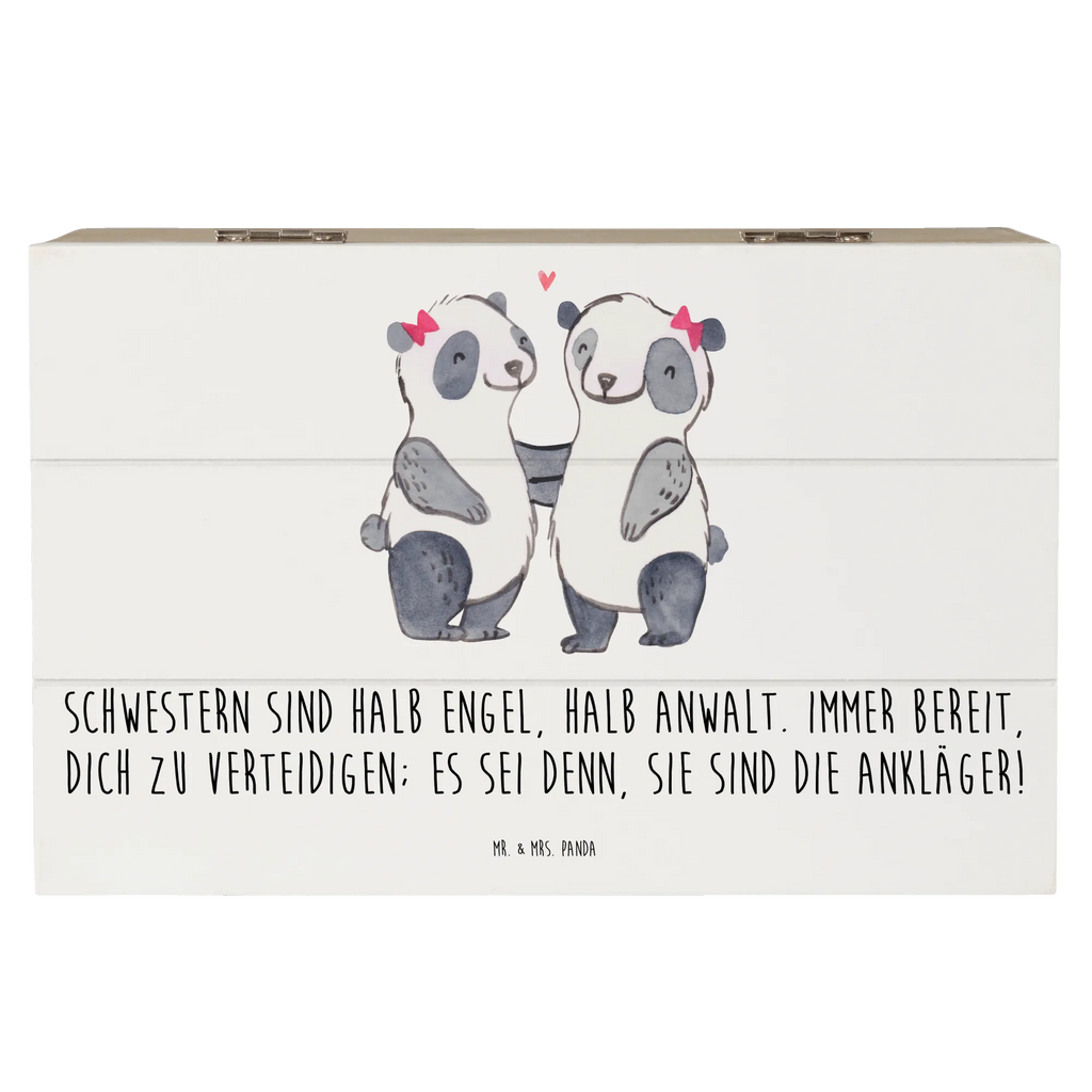 Wooden chest Schwestern sind halb Engel, halb Anwalt. Immer bereit, dich zu verteidigen; es sei denn, sie sind die Ankläger! Schatulle, Holzkiste, Geschenkdose, XXL, Erinnerungskiste, Aufbewahrungsbox, Geschenkbox, Schatzkiste, Kiste, Truhe, Erinnerungsbox, Dekokiste, Familie, Vatertag, Muttertag, Bruder, Schwester, Mama, Papa, Oma, Opa