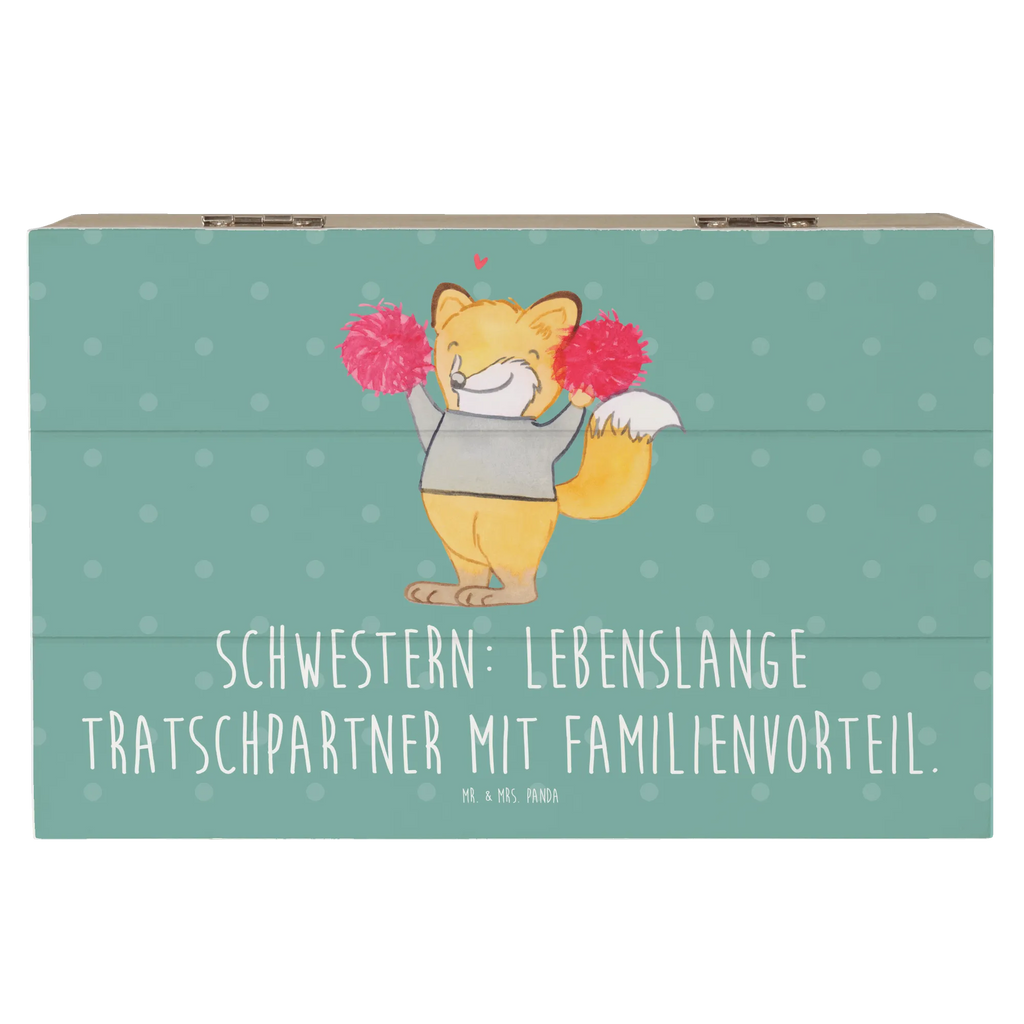 Wooden chest Schwestern: Lebenslange Tratschpartner mit Familienvorteil. Geschenkbox, Dekokiste, Geschenkdose, XXL, Schatzkiste, Schatulle, Kiste, Truhe, Erinnerungsbox, Aufbewahrungsbox, Holzkiste, Erinnerungskiste, Familie, Vatertag, Muttertag, Bruder, Schwester, Mama, Papa, Oma, Opa